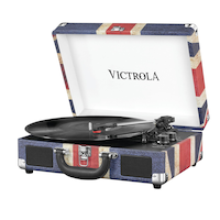 Suitcase Turntable, Union Jack Front_Three_Fourths_Angled_Left