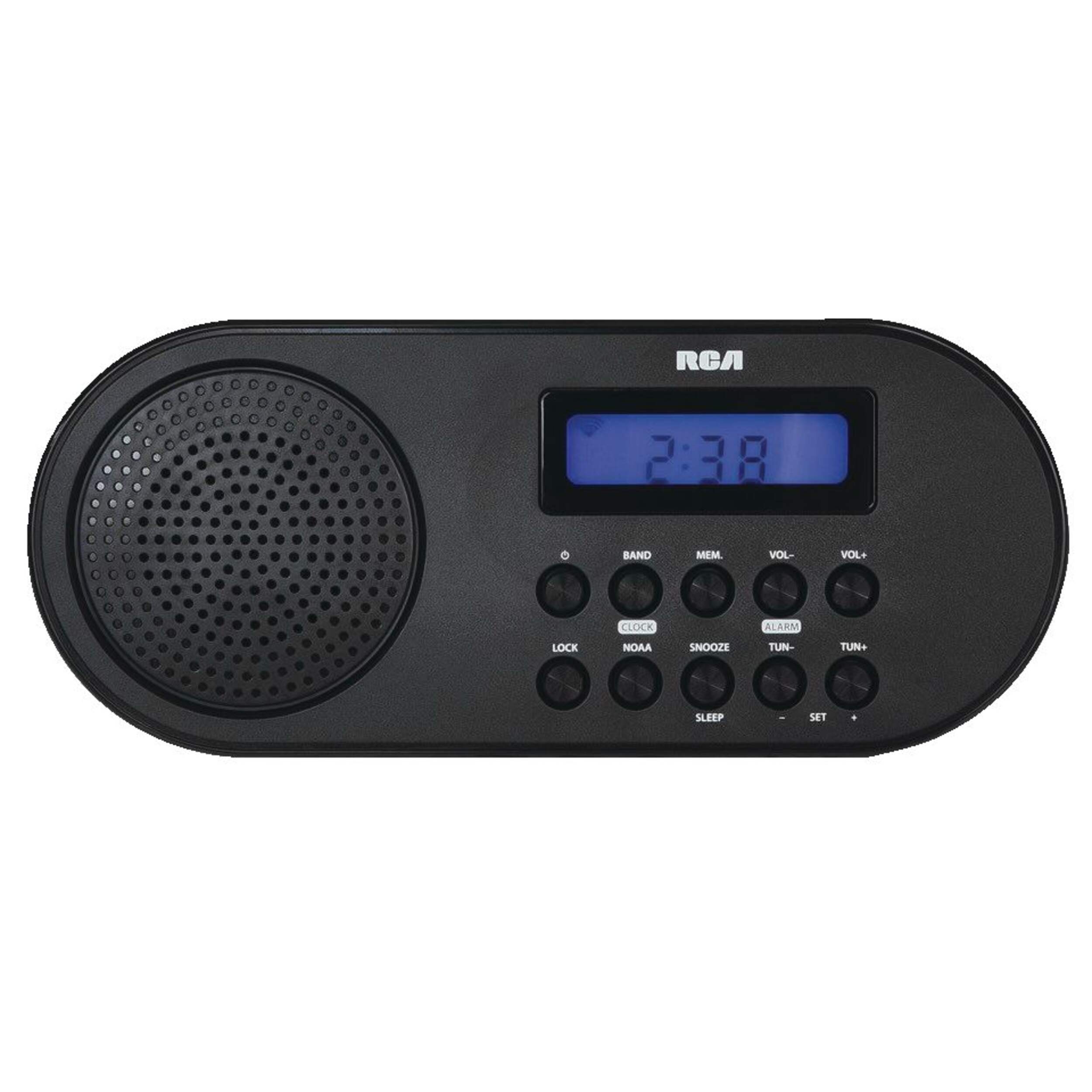 RCA AM/FM Digital NOAA Emergency Weather Alert Radio, Digital Clock with Alarm Front_Flat