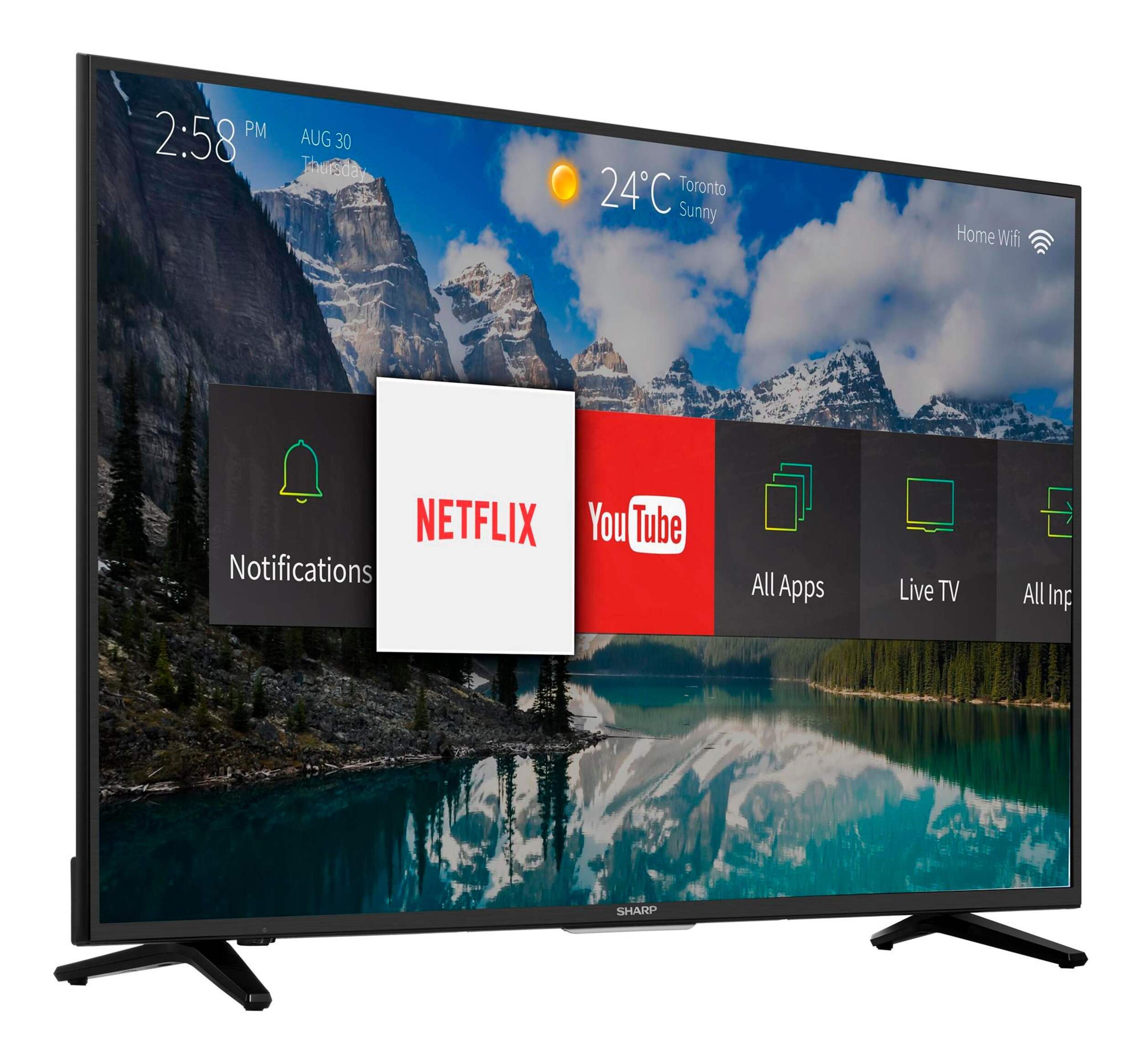 Sharp 4K Ultra HD Smart TV, 43-in Front_Angled_Right
