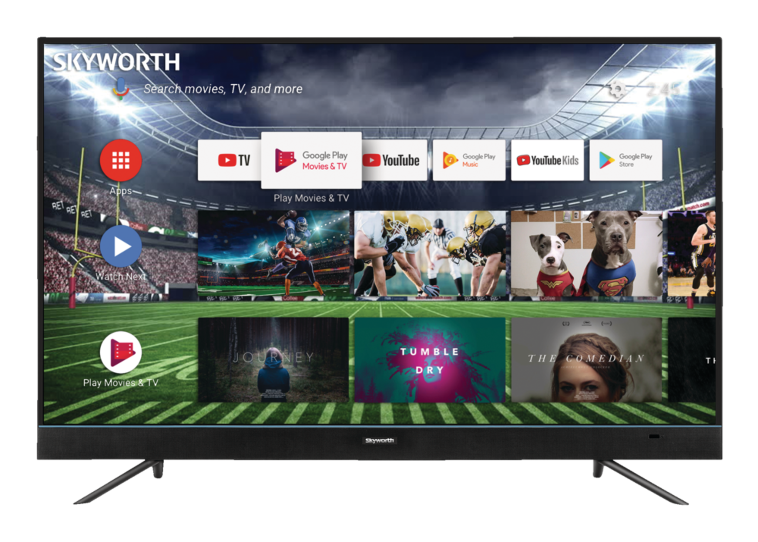 Skyworth 4K UHD Smart Android TV, 65-in Front_Flat