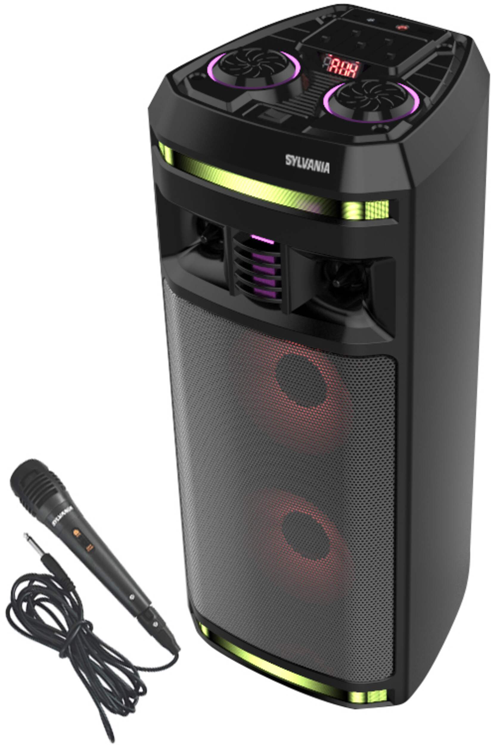 Sylvania Portable Wireless Bluetooth Party Speaker w/ Microphone, Remote Control, FM Radio & LED