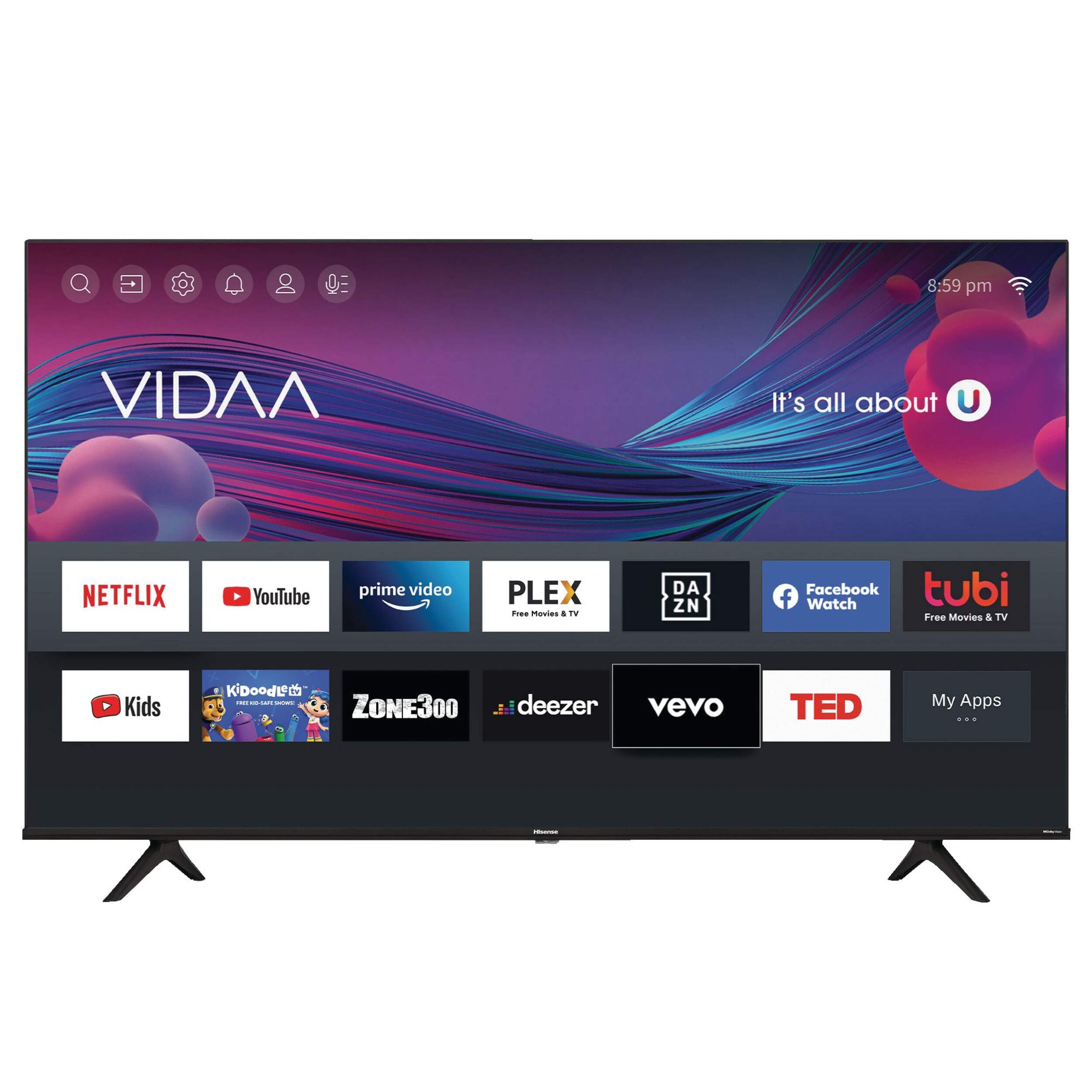 Hisense 4K Ultra HD VIDAA Smart TV, 43-in Front_Flat