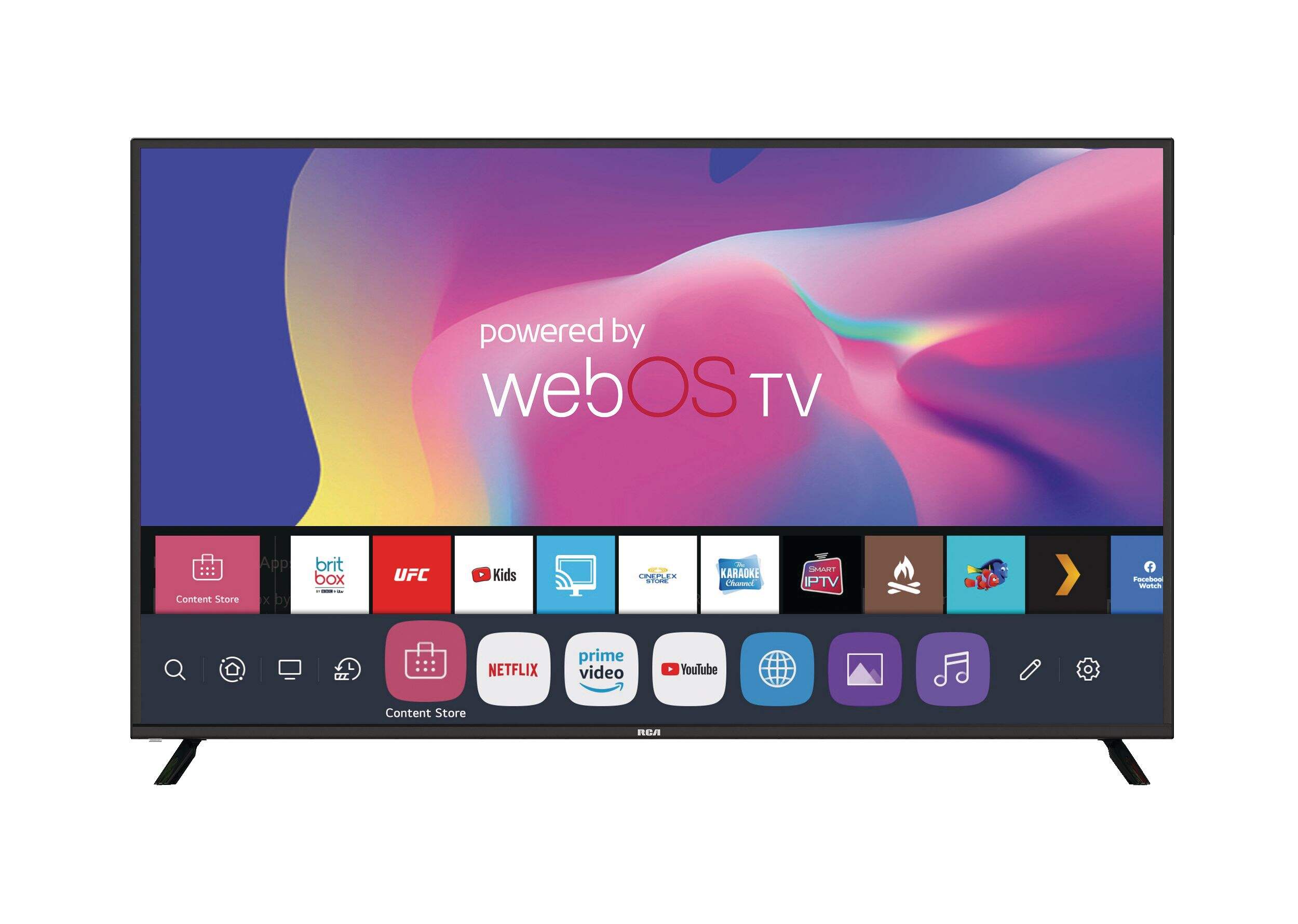 RCA 4K UHD HDR10 WebOS Smart TV, 65-in Front_Flat