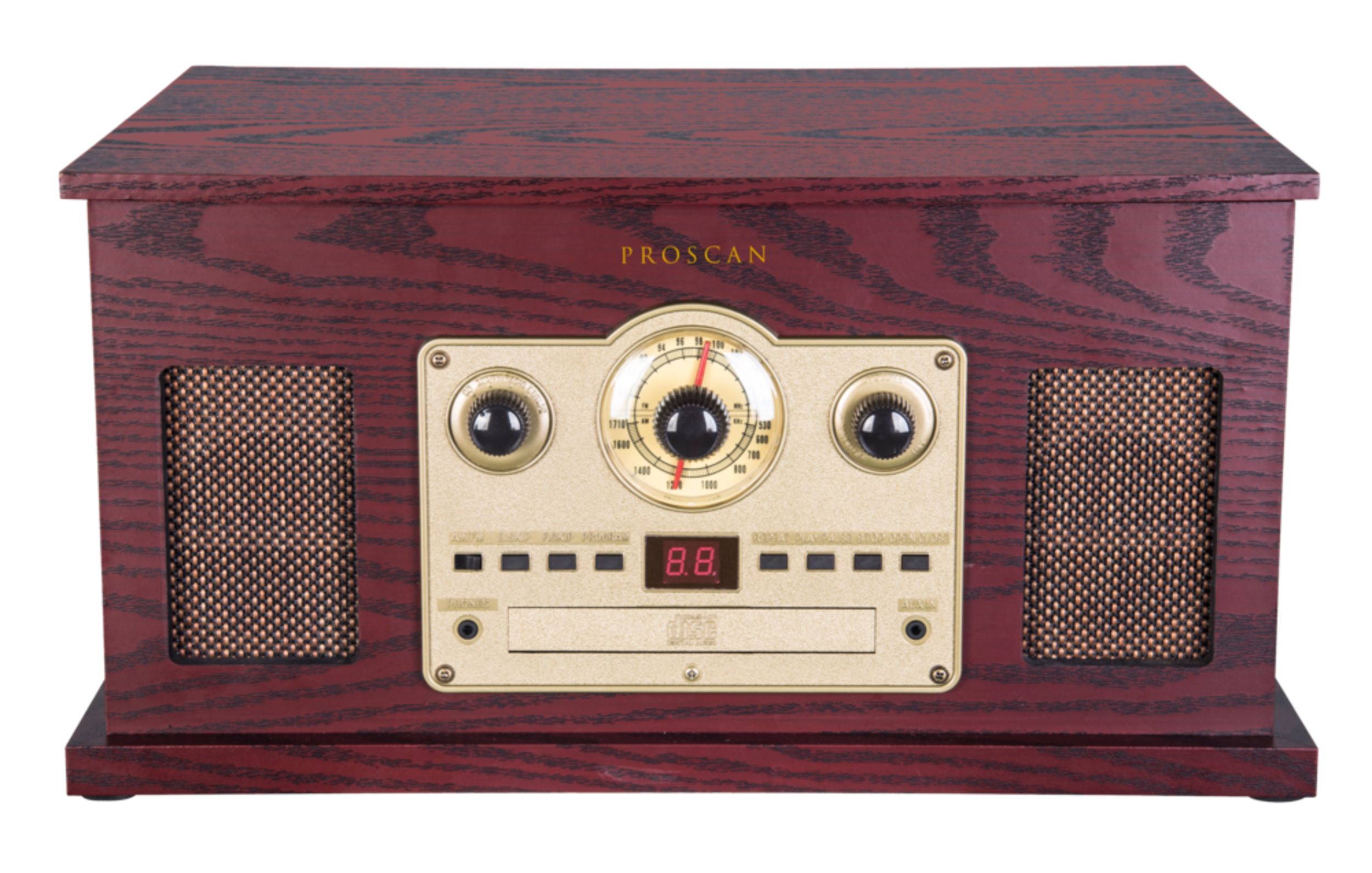 Proscan Nostalgia 6-in-1 Turntable with Bluetooth, Built-in Speaker and Radio Front_Elevated