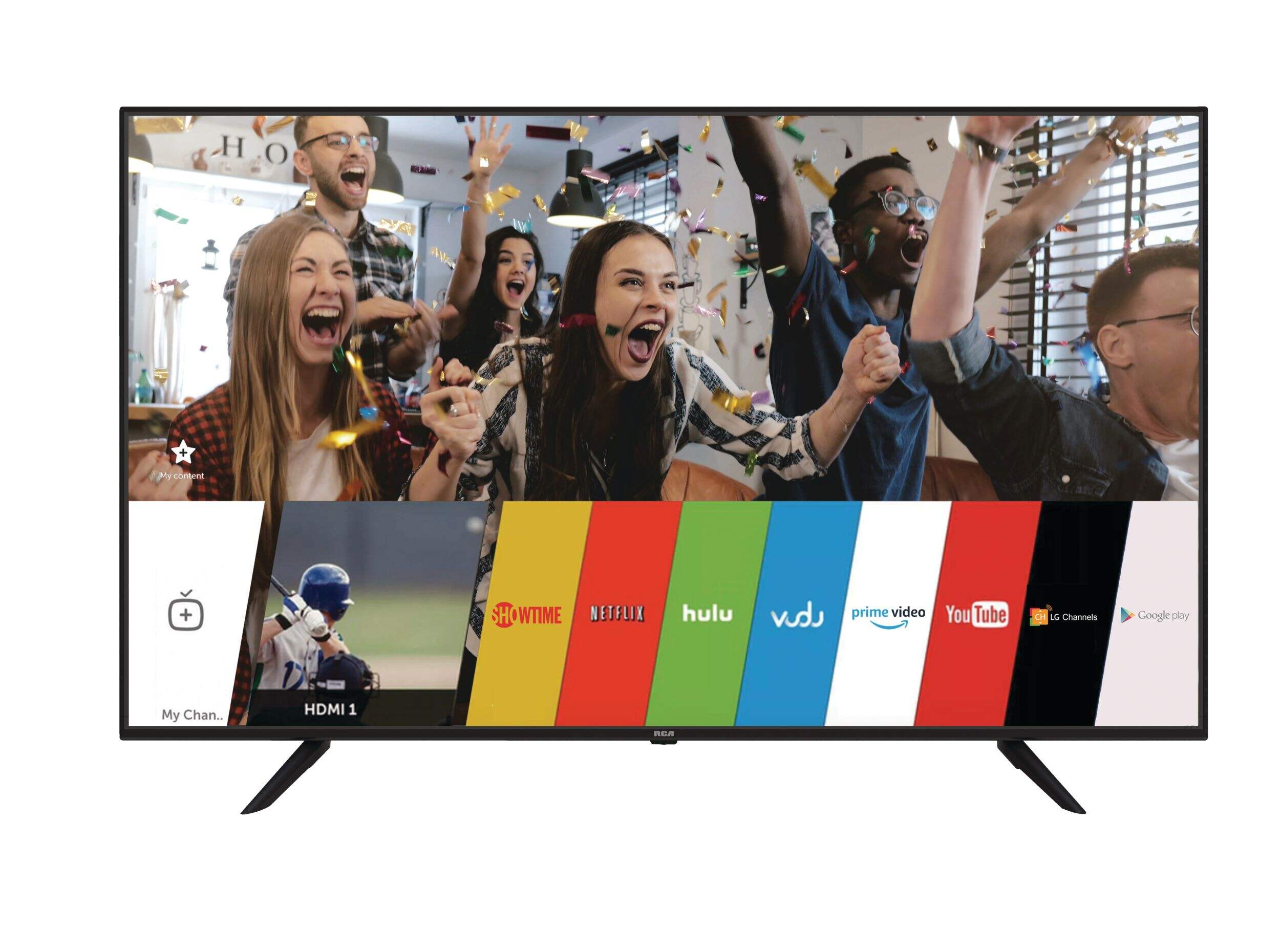 RCA 65-in RWOSU6547 4K UHD Web OS Smart TV w/ Wi-Fi, Bluetooth, HDR10 Support & HDMI Input Front_Flat
