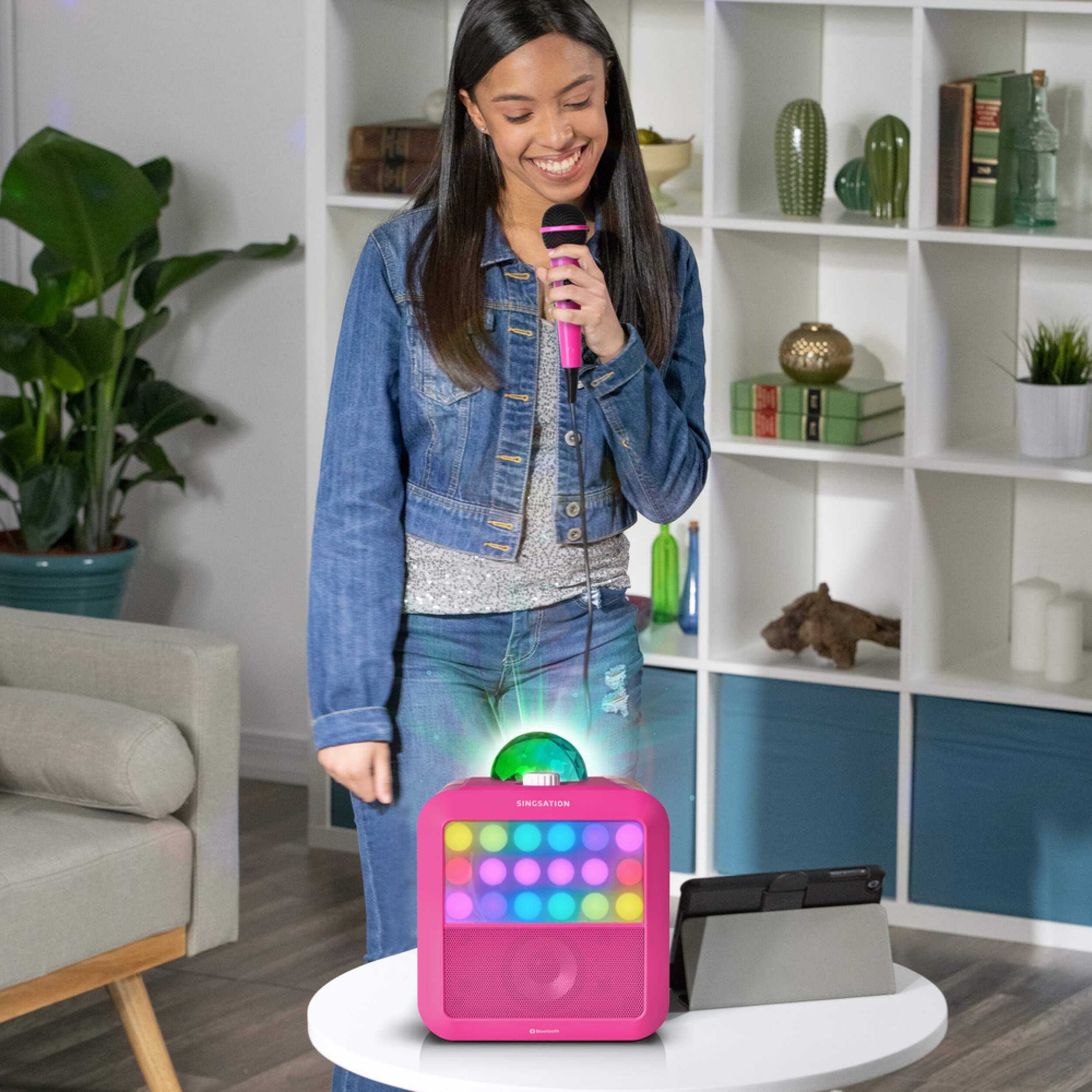 Singsation Star Burst Portable Bluetooth Karaoke Machine w/ Microphones