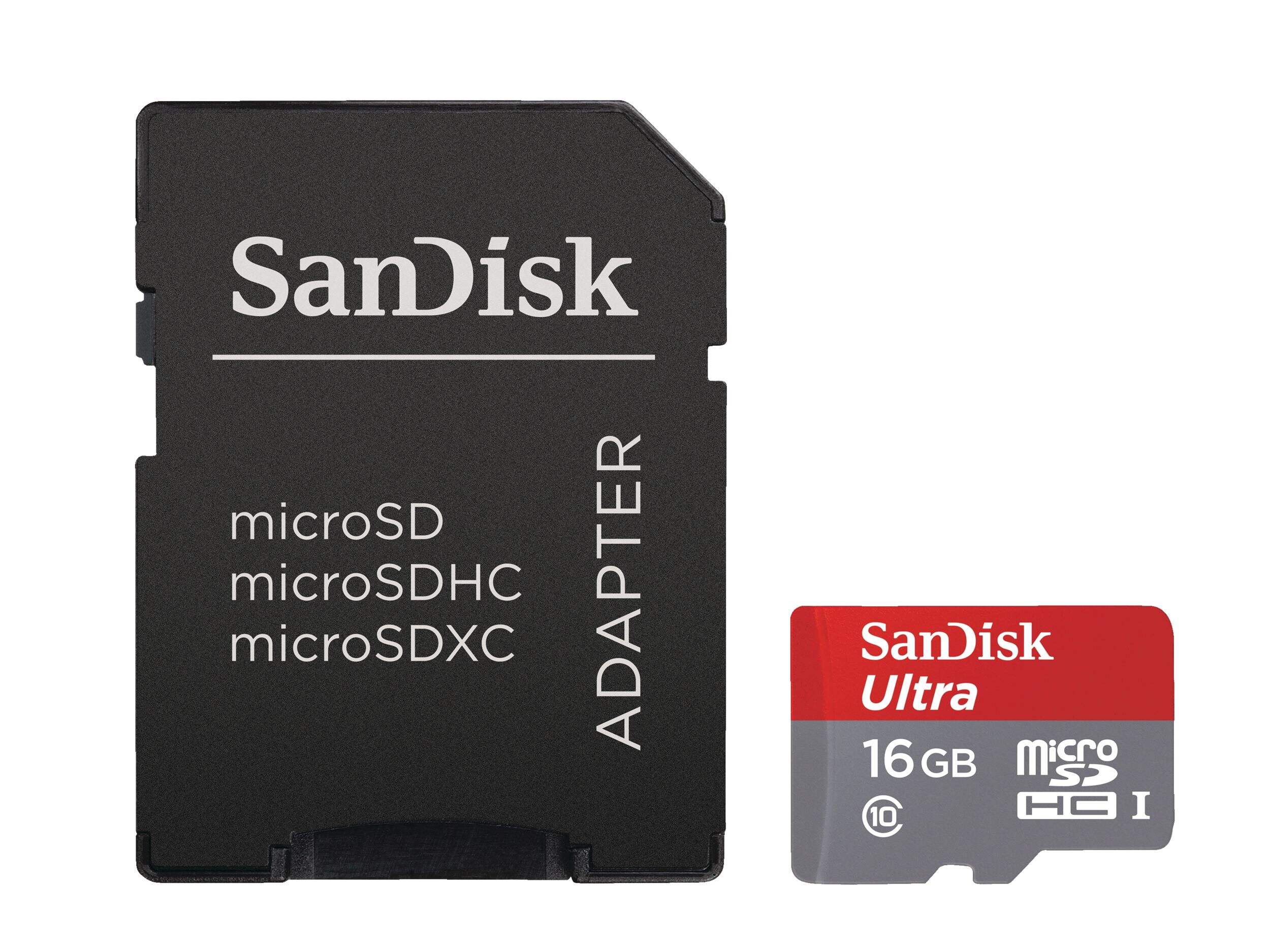 SanDisk Ultra 16GB Micro SDHC Class 10 UHS-I Memory Card with Adapter Front_Flat