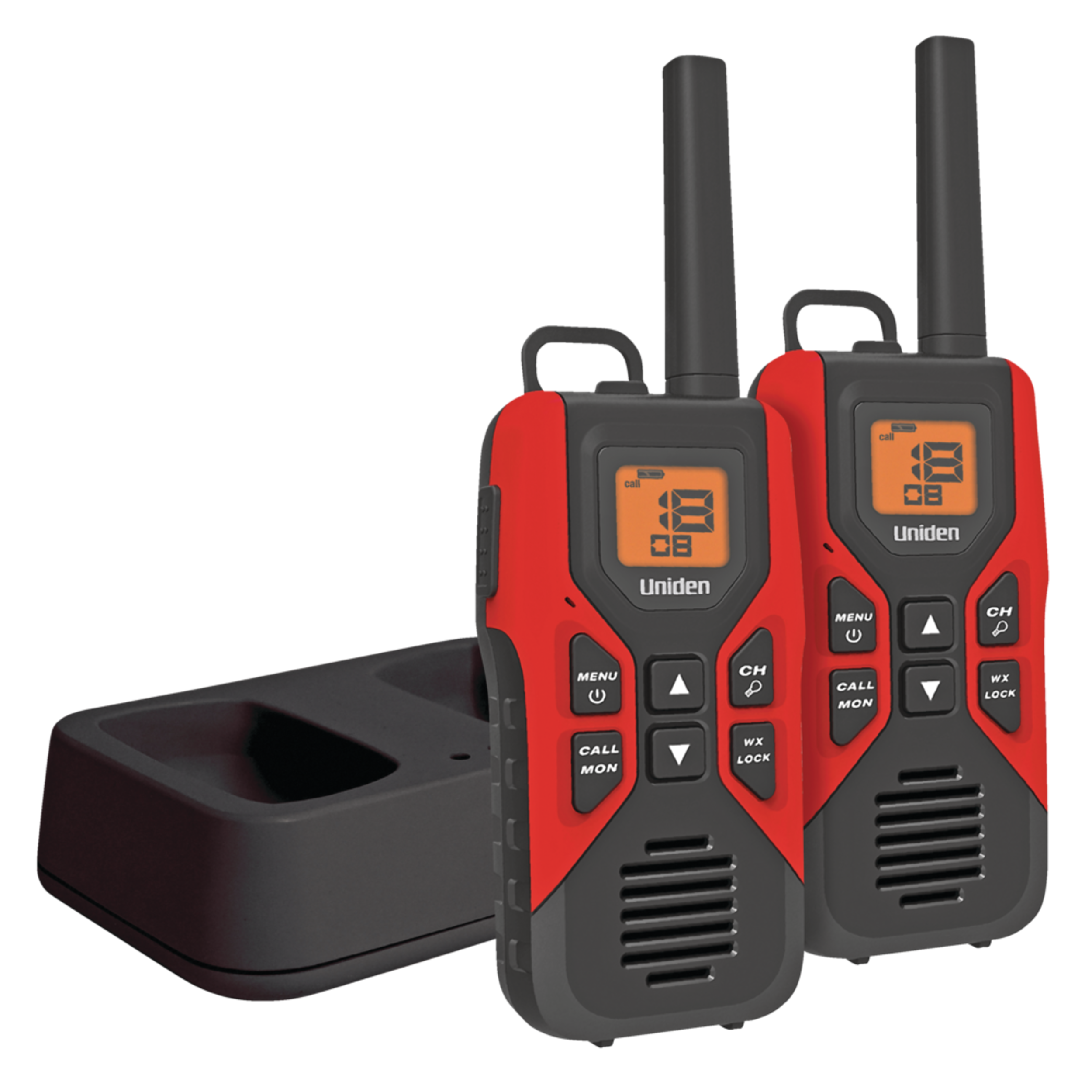 Uniden 2-pk GMR3055-2CKGMRS VOX 48-km Rechargeable 2-Way Radio, Black/Red Composite_or_Mixed