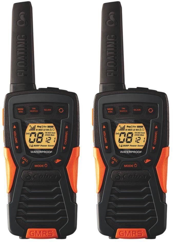 Radios bidirectionnelles étanches Cobra ACXT1035R FLT NOAA VOX 56 km, noir/orange, paq. 2