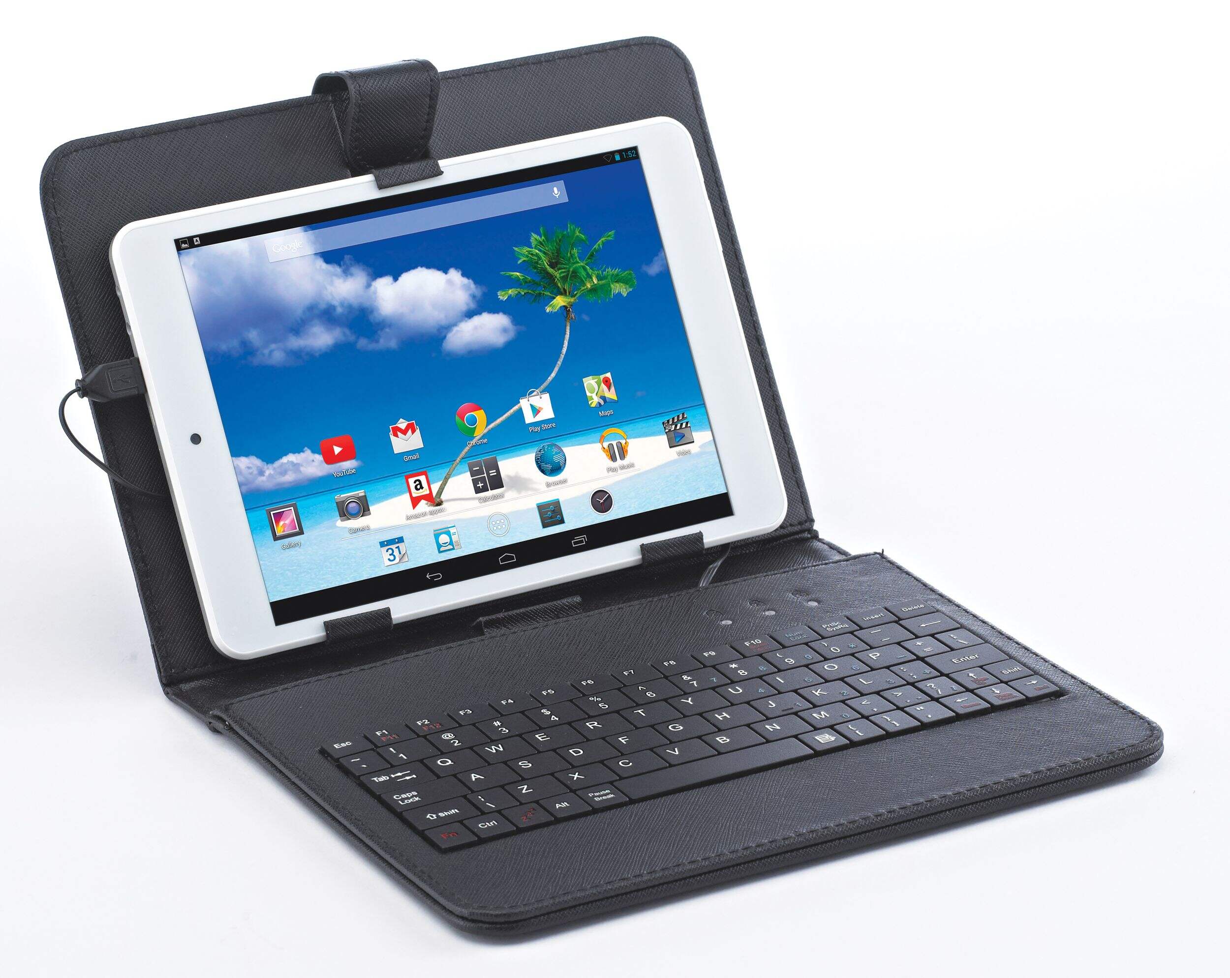 Proscan Android Internet Tablet with Case & Keyboard, 7.85 Front_Three_Fourths_Angled_Right