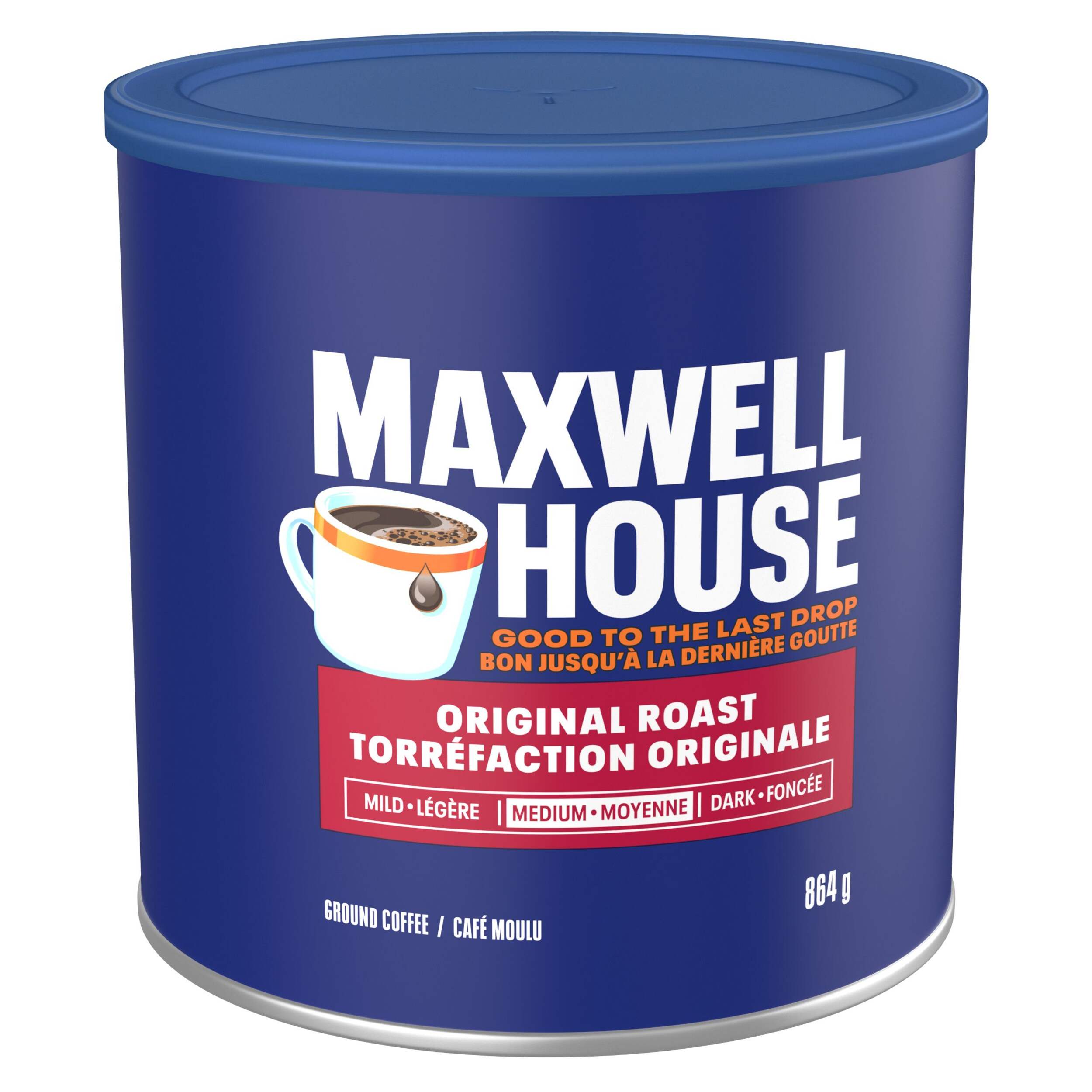Maxwell House Coffee, Original Roast Pure Ground, 864-g Front_Angled_Right