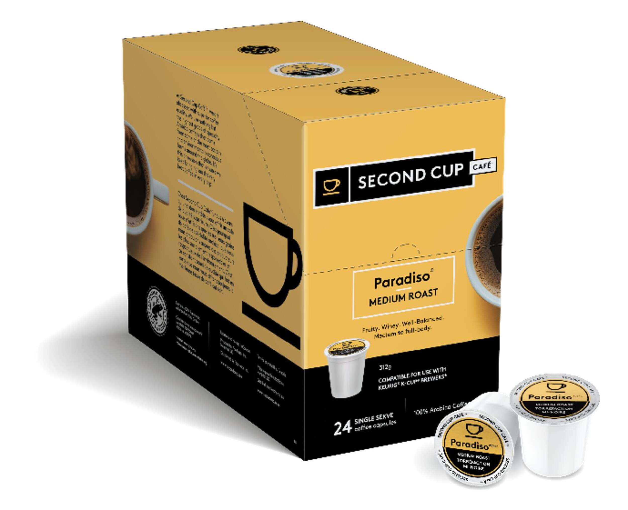 Second Cup Paradiso Medium Roast Single Serve K-Cup Coffee Pods,  24-pk Composite_or_Mixed