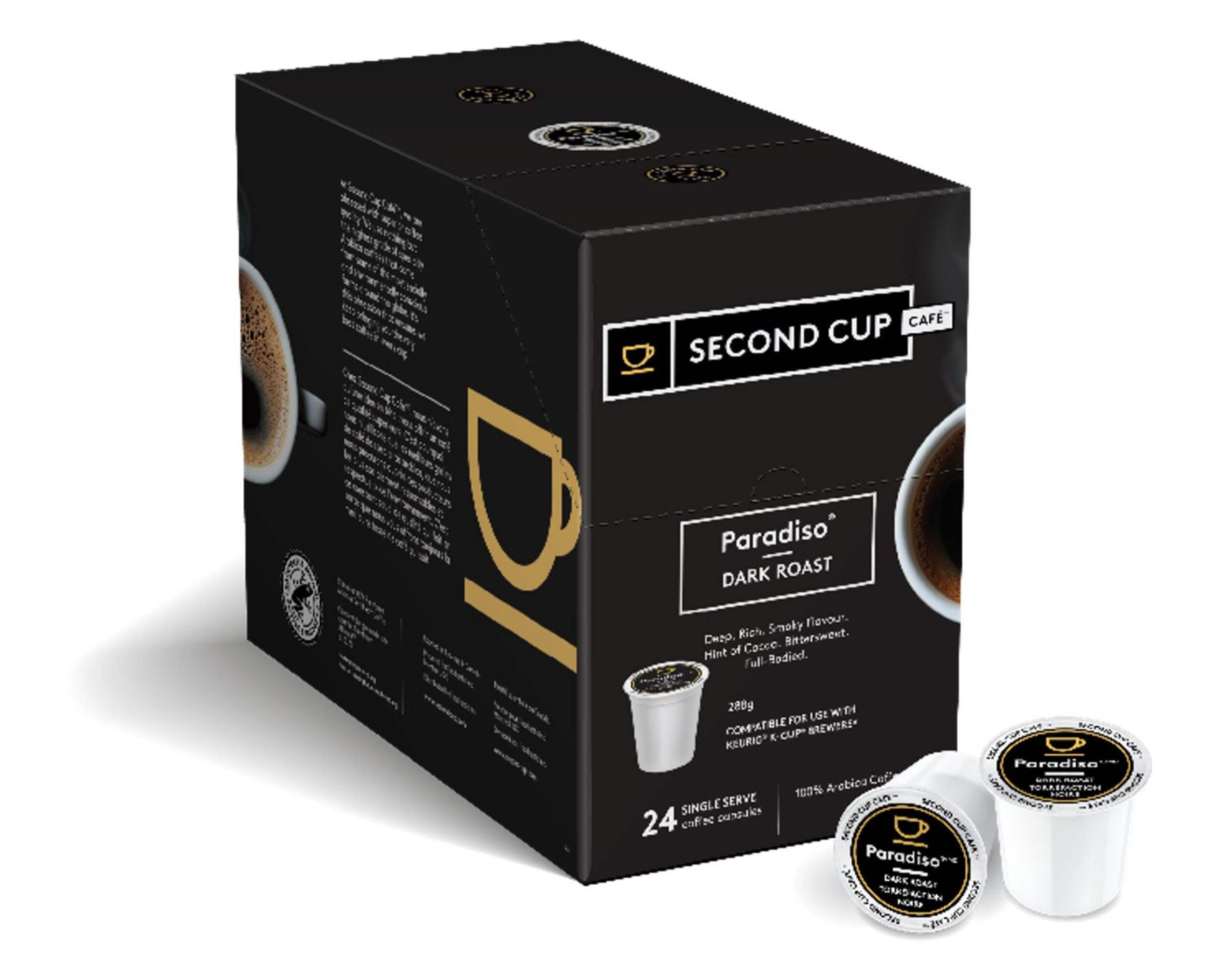 Second Cup Paradiso Dark Roast Single Serve K-Cup Coffee Pods, 24-pk Composite_or_Mixed