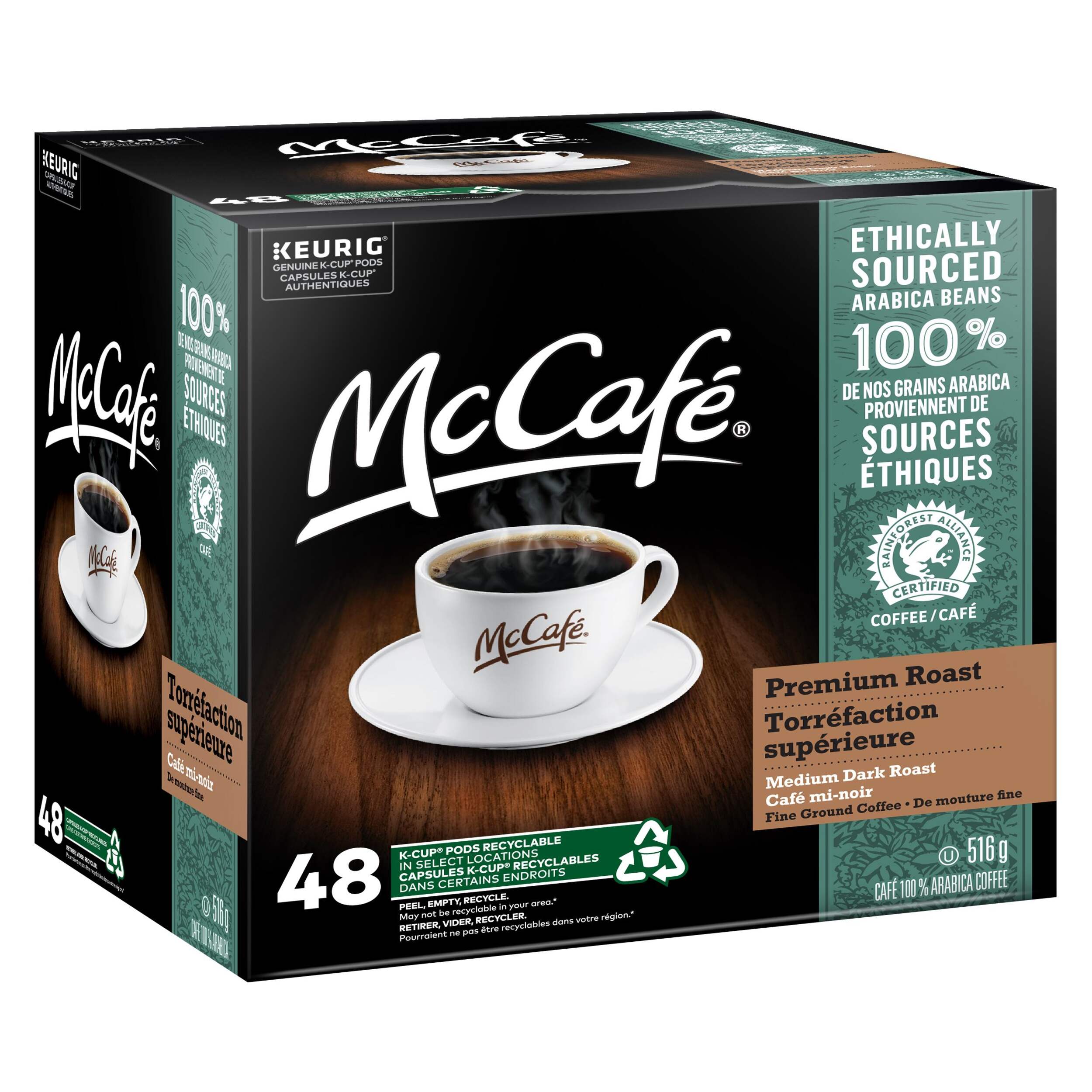 McCafe Premium Medium Dark Roast, K-Cup Coffee Pods, 516-g, 48-pk Front_Three_Fourths_Angled_Right