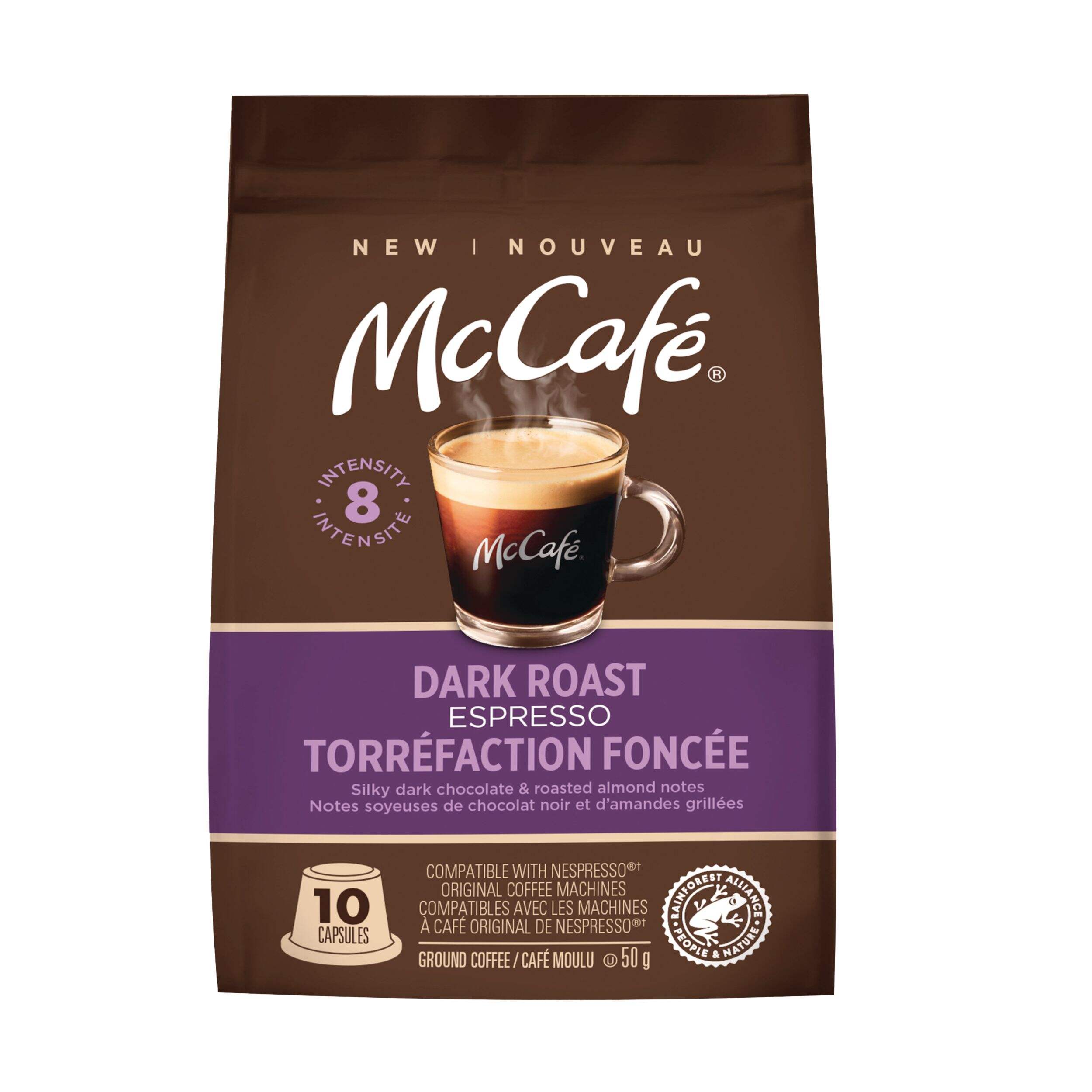 McCafe Dark Roast, Nespresso Compatible Capsules, 10-pk Front_Flat
