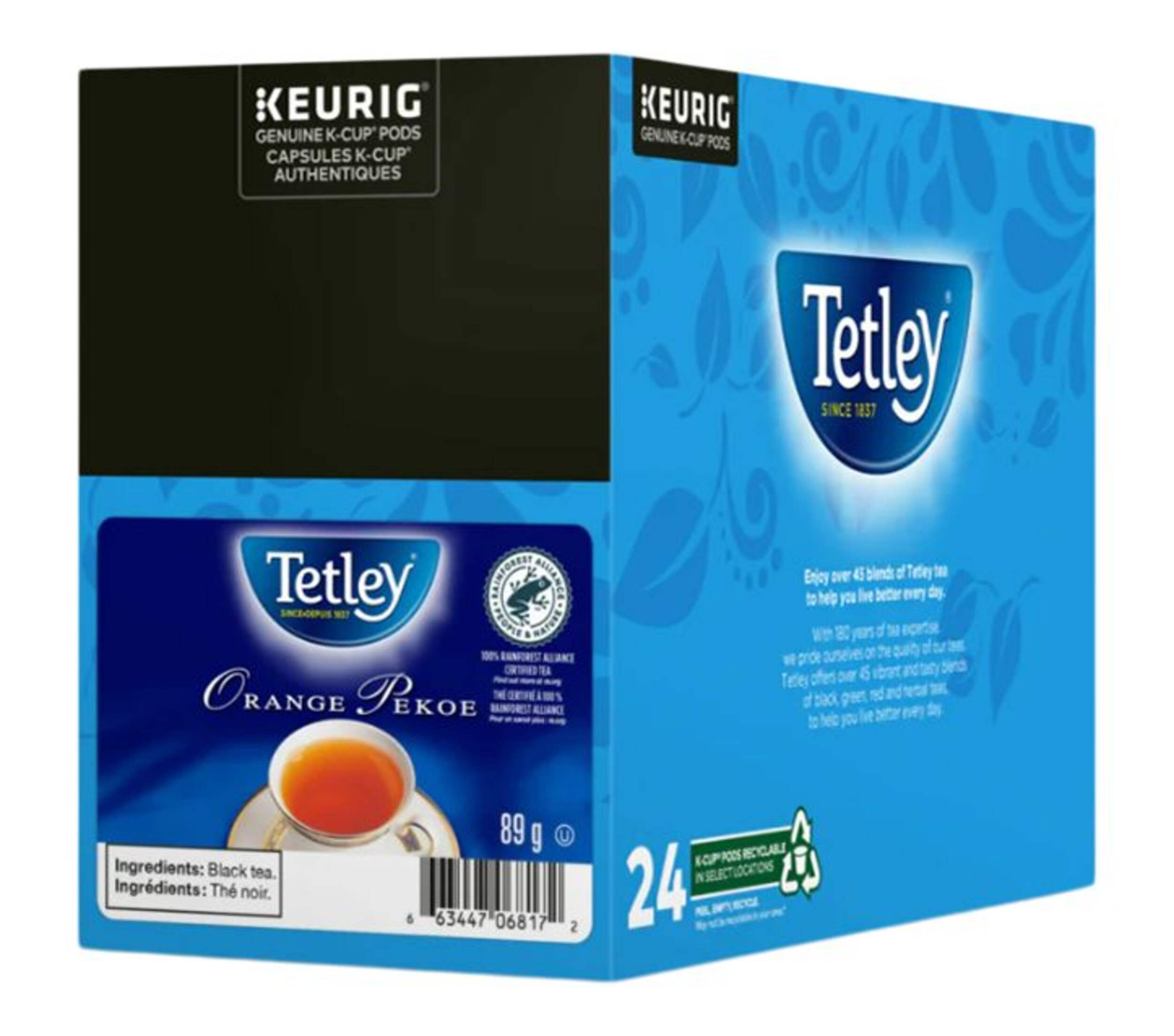 Tetley Orange Pekoe Tea, K-Cup Pods, 24-pk Front_Three_Fourths_Angled_Right