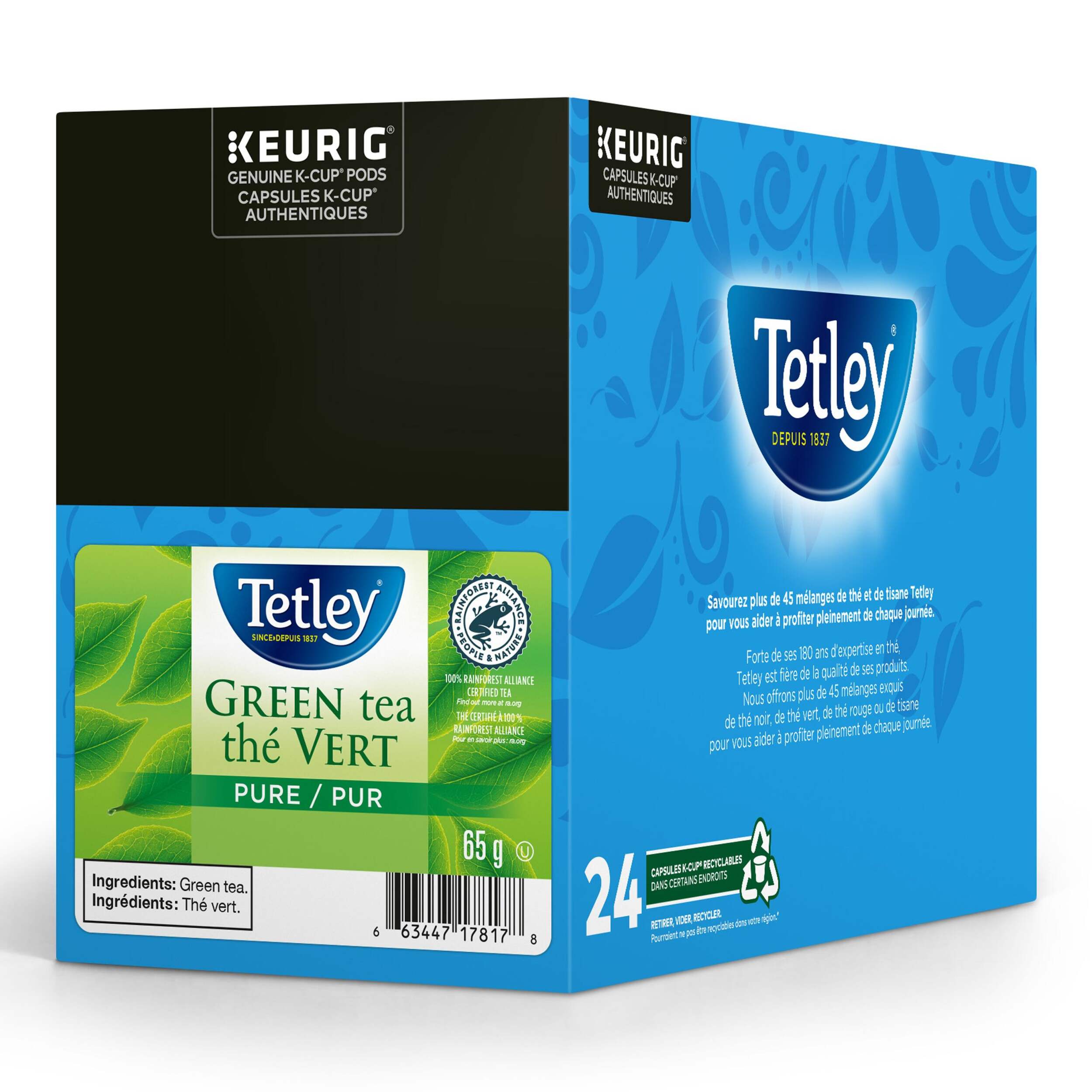 Tetley Green Tea, K-Cup Pods, 24-pk Front_Three_Fourths_Angled_Right