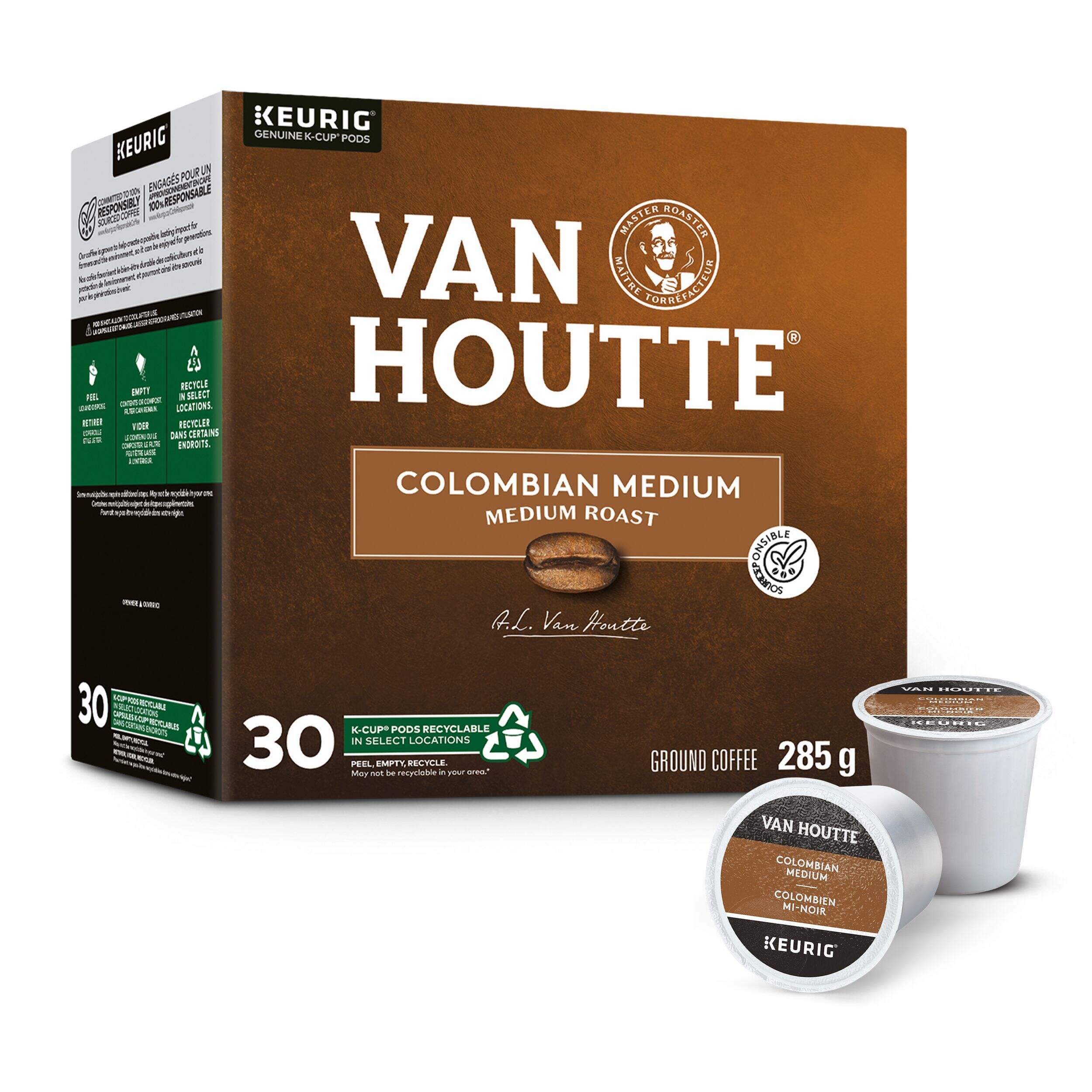 Van Houtte Colombian Medium, K-Cup Pods, 30-pk Front_Three_Fourths_Angled_Right
