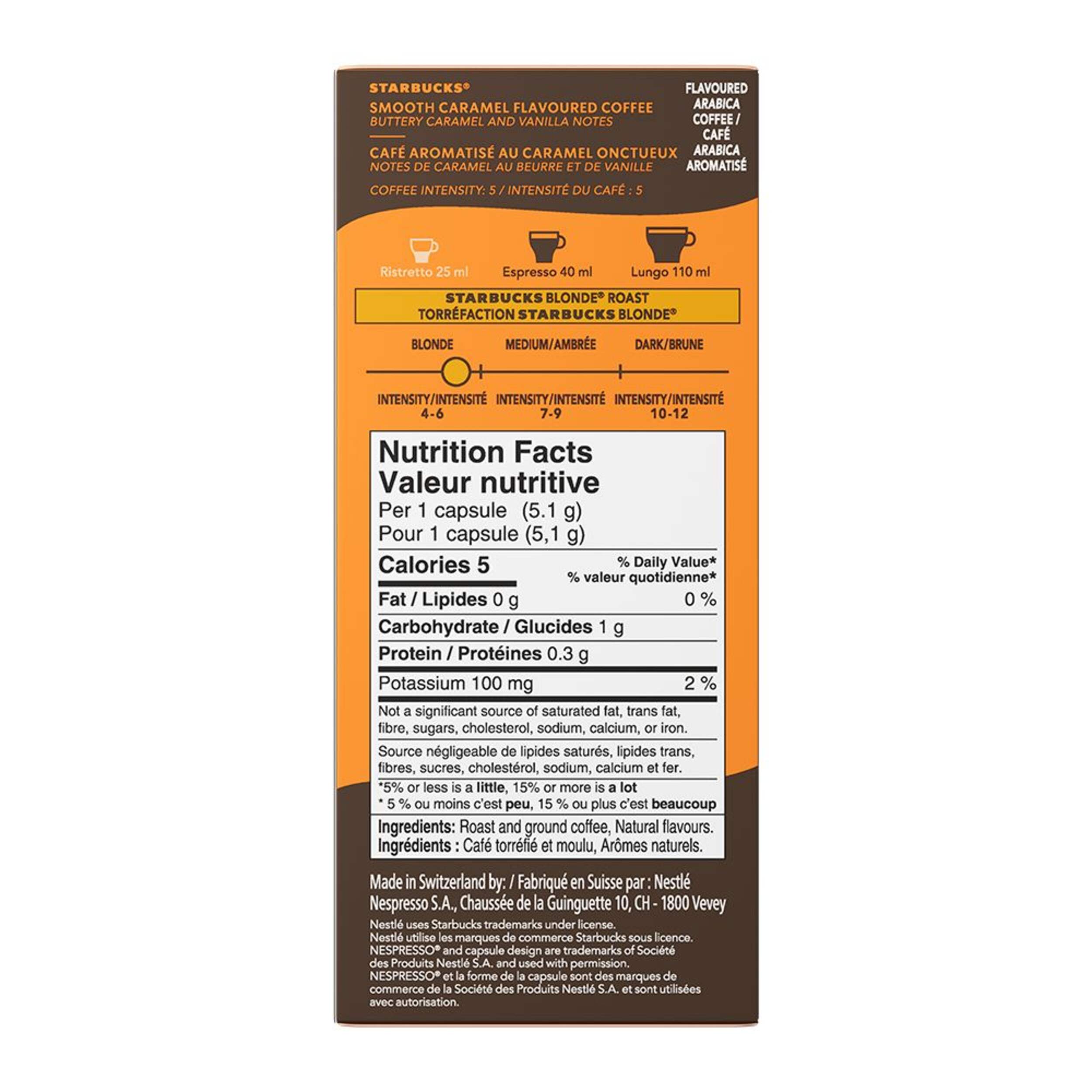 Starbucks by Nespresso Smooth Caramel Coffee Capsules, 10-pk Back_Flat