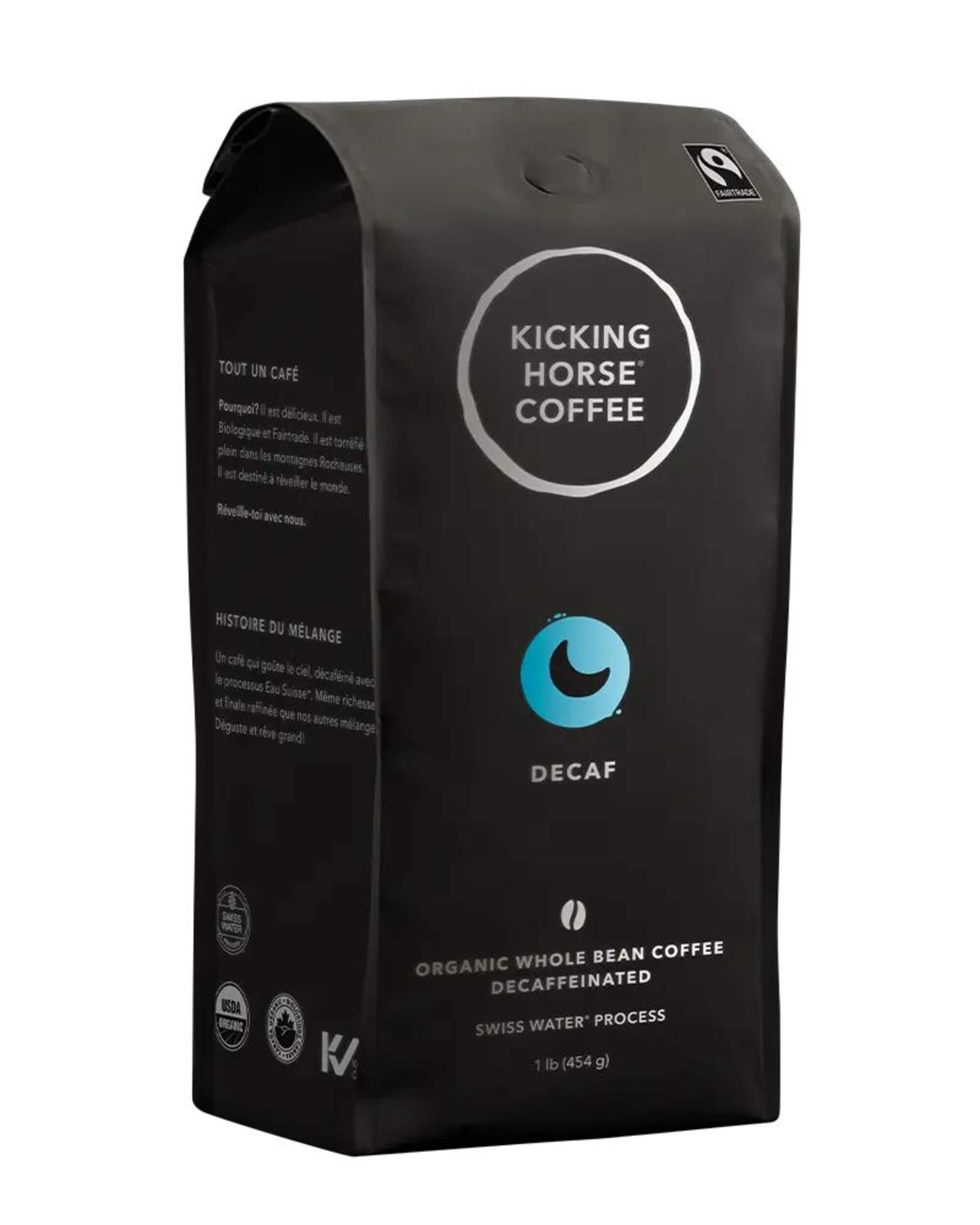 Kicking Horse Coffee Decaf Whole Bean, 454-g Front_Angled_Right