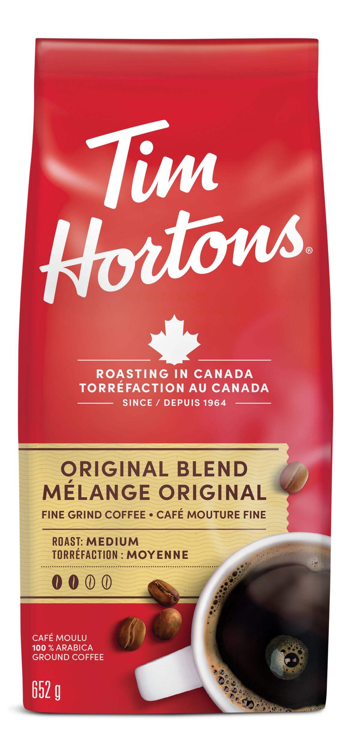 Tim Hortons Original Roast Ground Coffee, 652-g Front_Flat