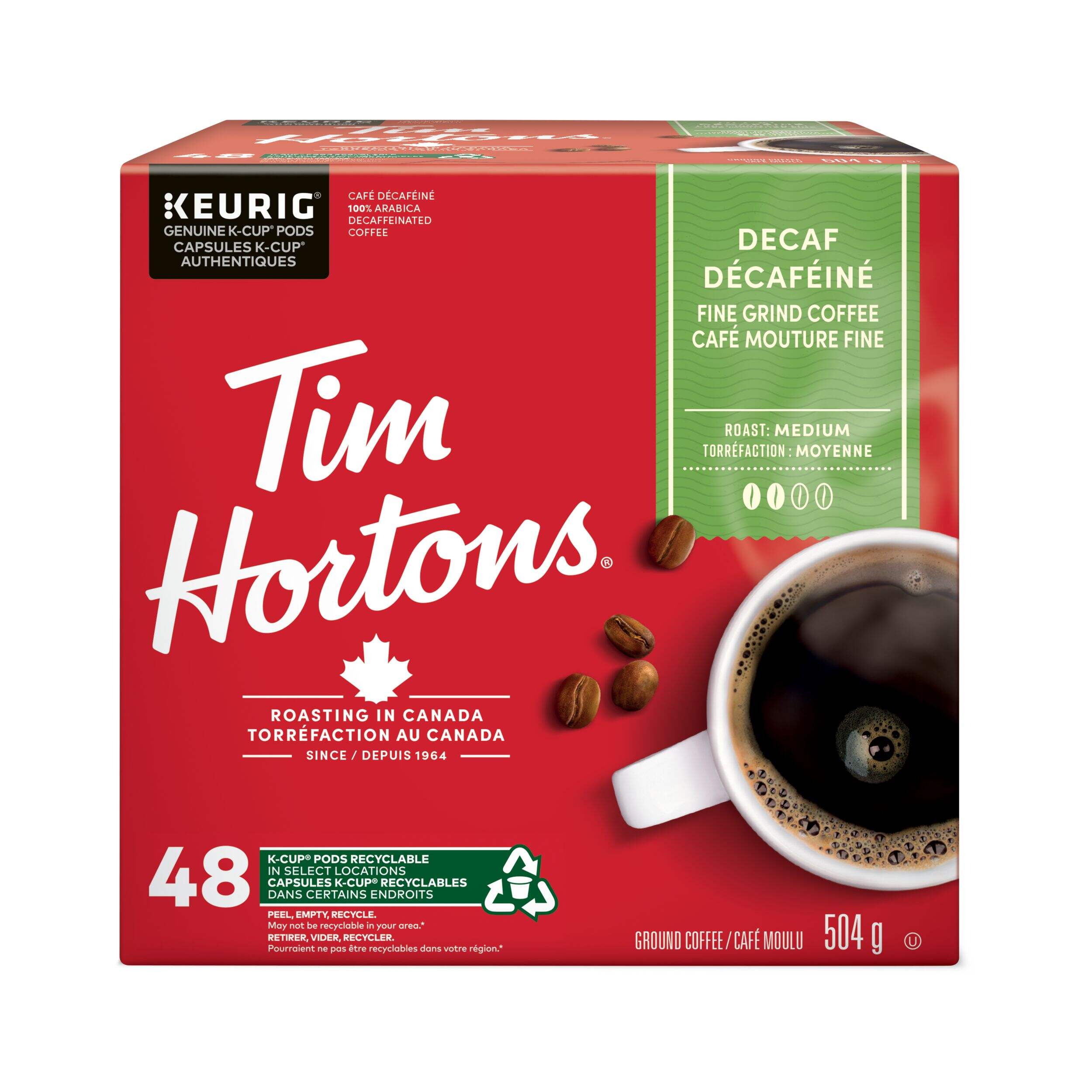 Tim Hortons Decaf K-Cup Pods, 48-pk Front_Flat