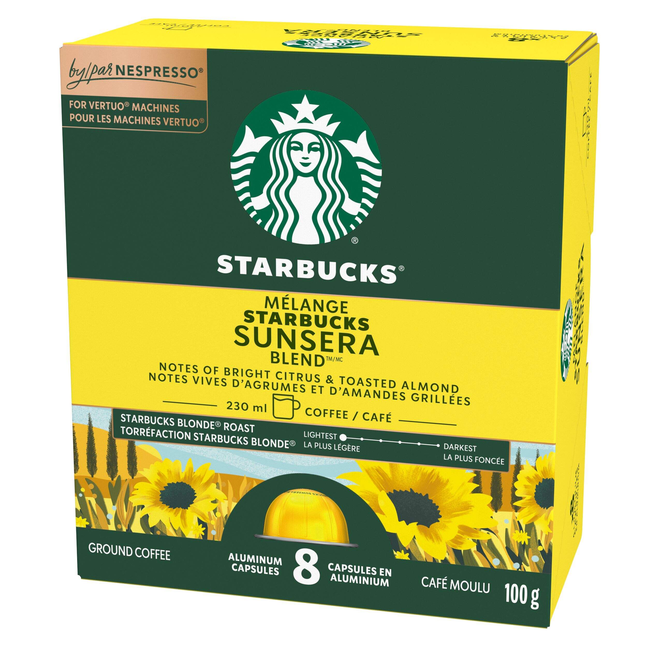 Starbucks By Nespresso Sunsera Blend Vertuo Capsules, 8-pc Front_Angled_Left