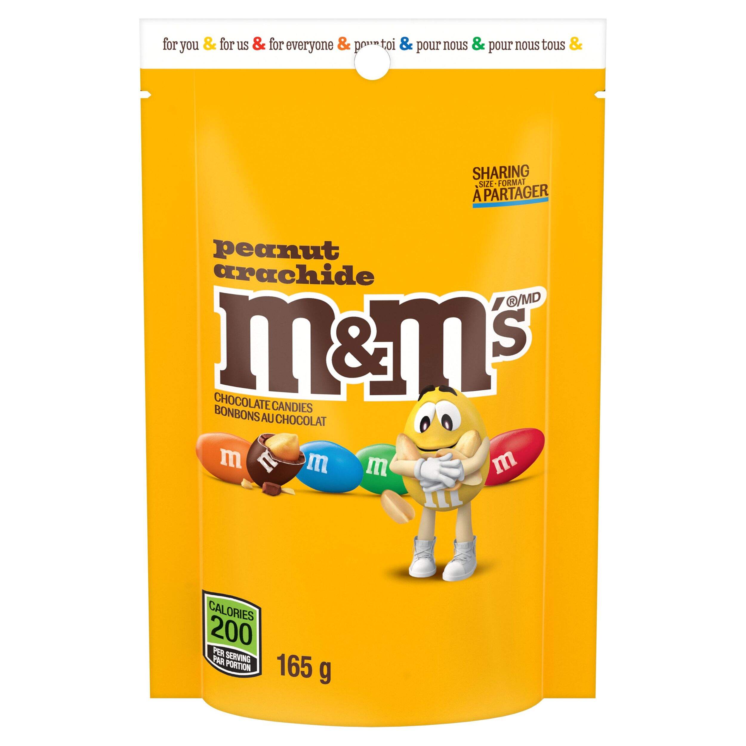 Chocolat au lait M&M'S aux arachides, format à emporter, 165 g Front_Flat