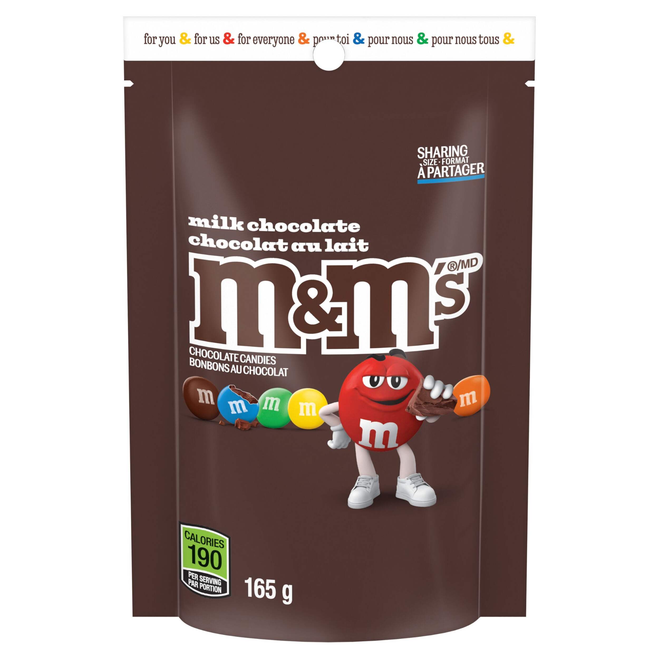 M&M's Milk Chocolate Candy Take Home Size Bag, 165-g Front_Flat