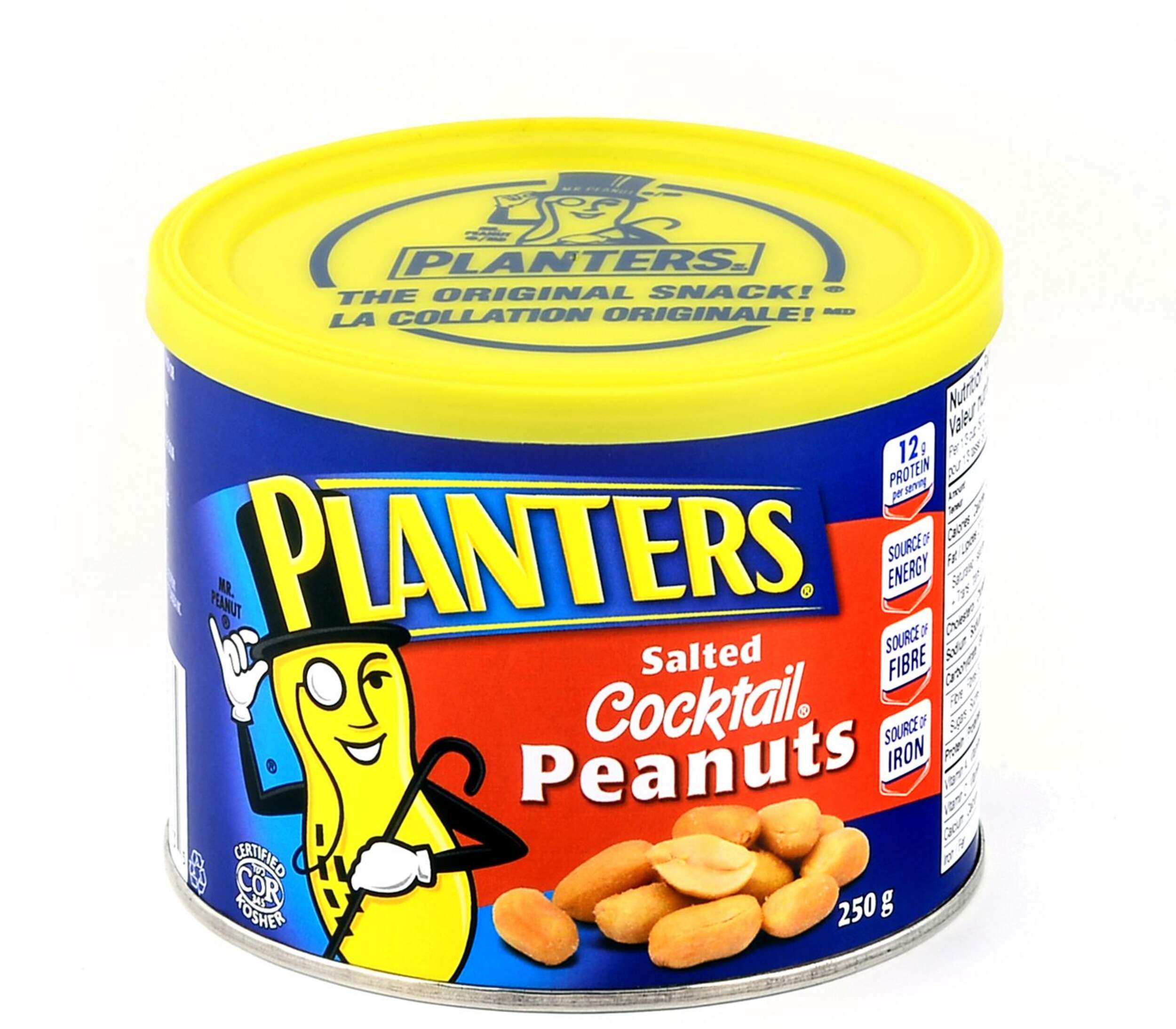 Planters Salted Cocktail Peanuts Tin, 250-g Front_Elevated