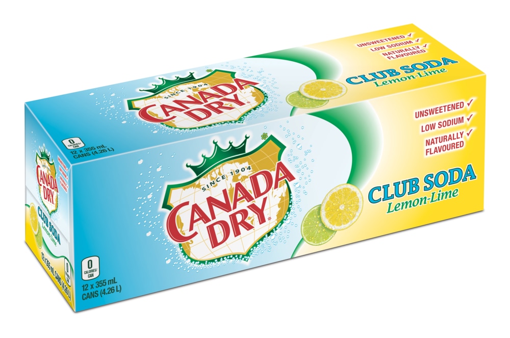 Canada Dry Club Soda Lemon Lime, 355mL, 12pk Canadian Tire