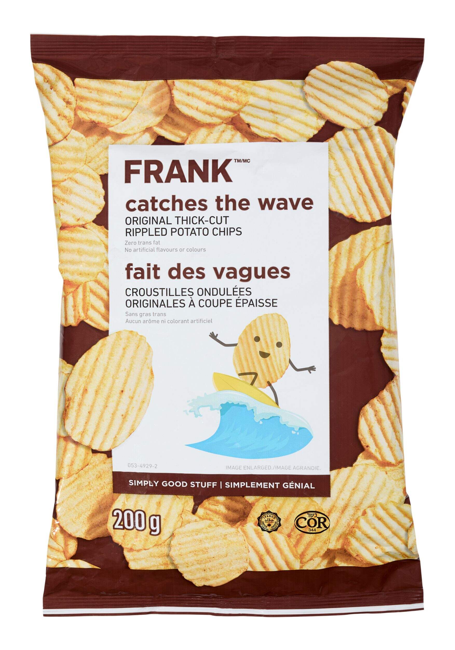 FRANK Original Rippled Potato Chips, 200-g Front_Flat