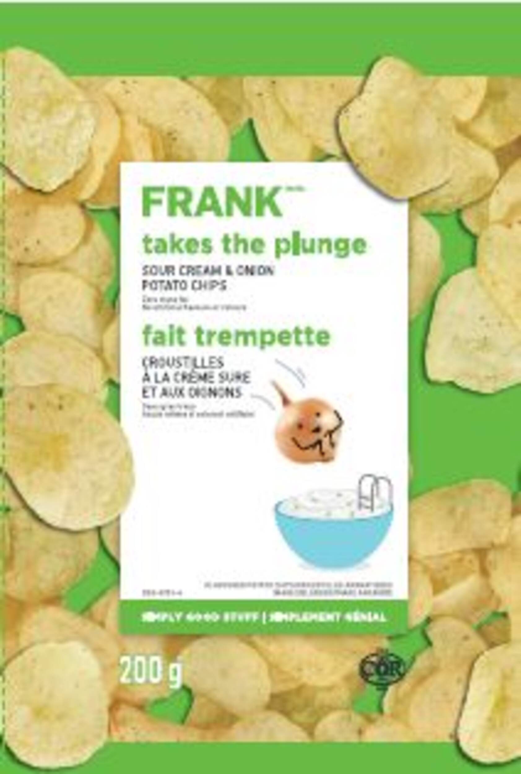 Croustilles FRANK, crème sûre et oignons, 200-g Front_Flat