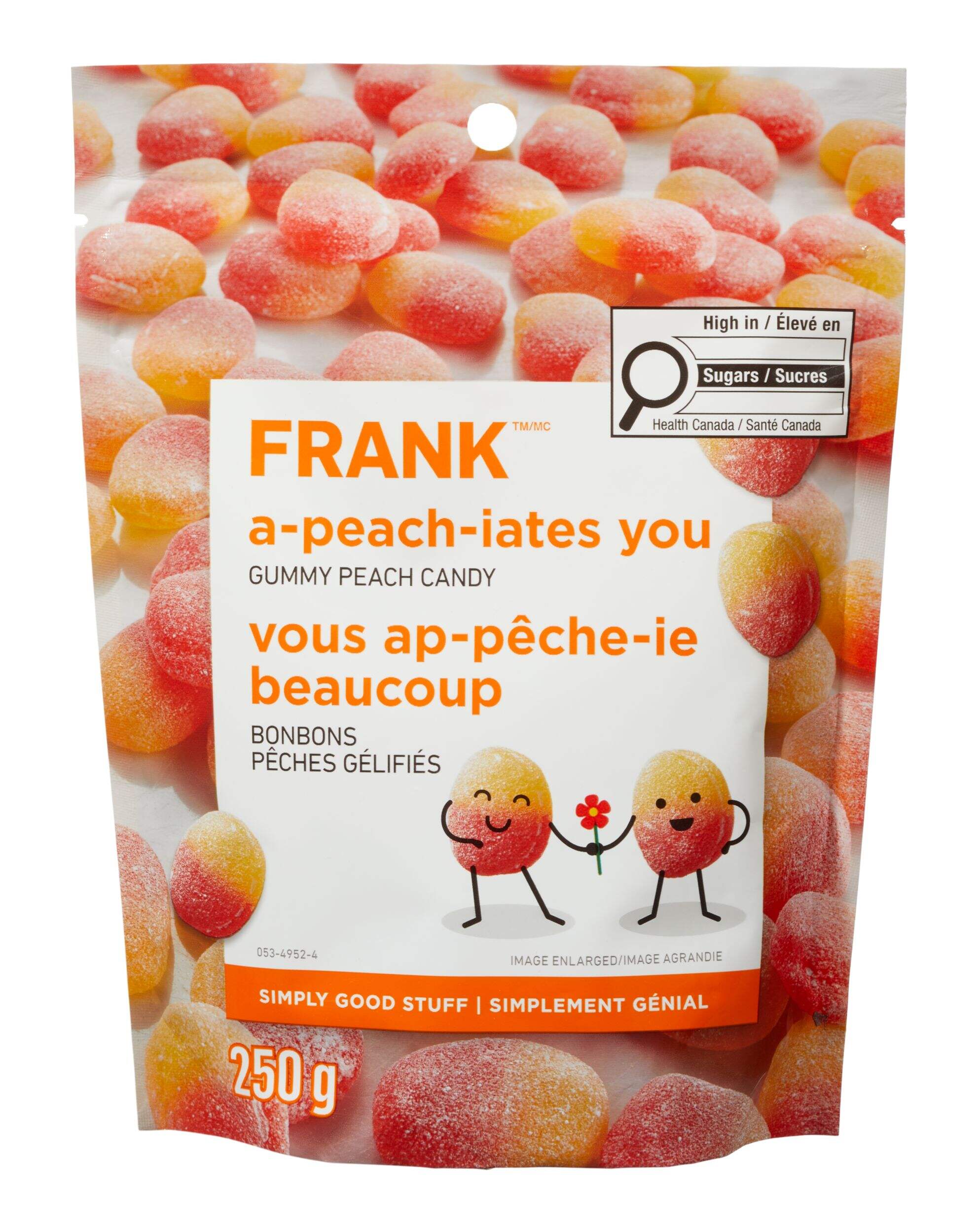 FRANK Peach Gummy Candy, 250-g Front_Flat