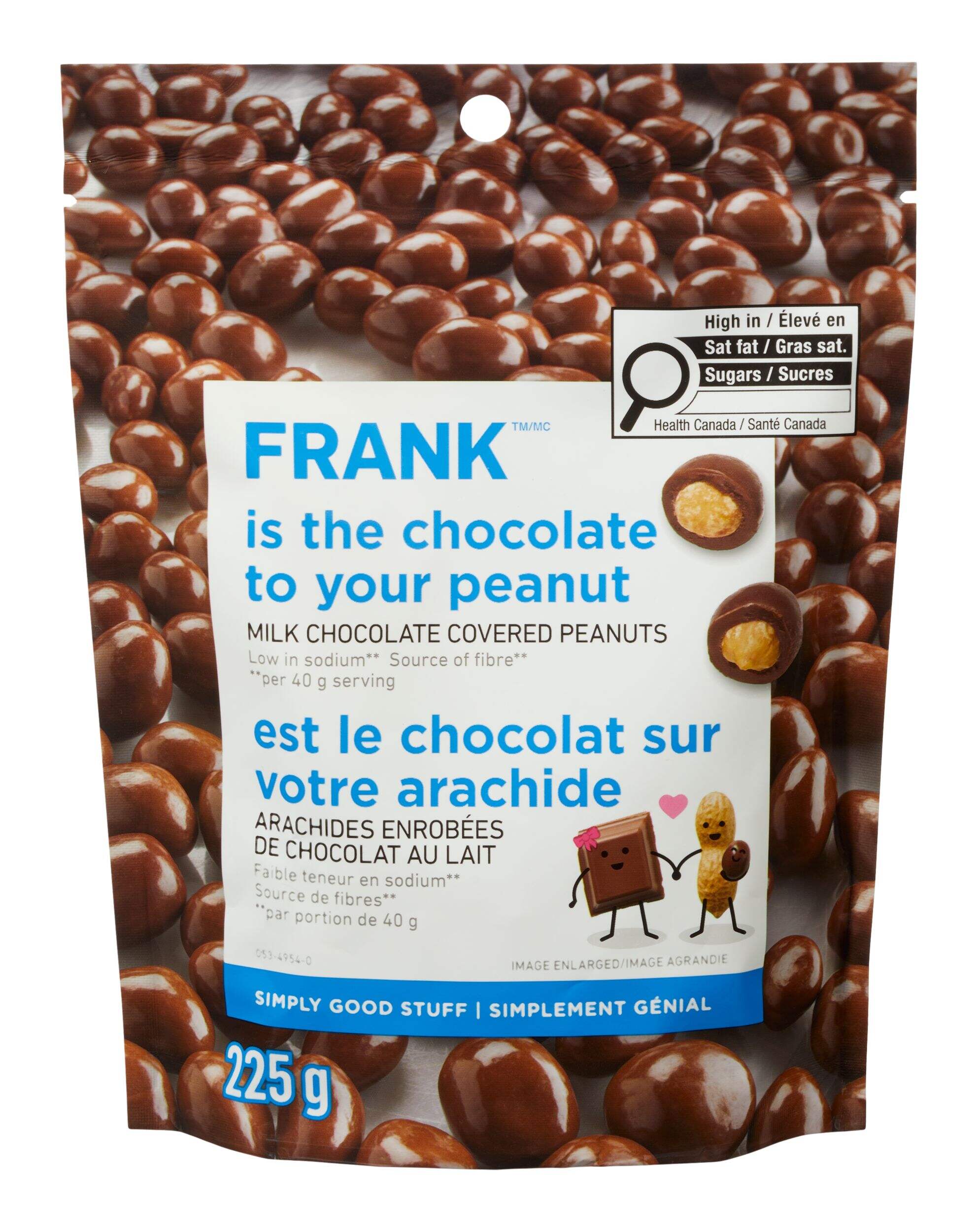 Arachides enrobées de chocolat au lait FRANK, 225 g Front_Flat