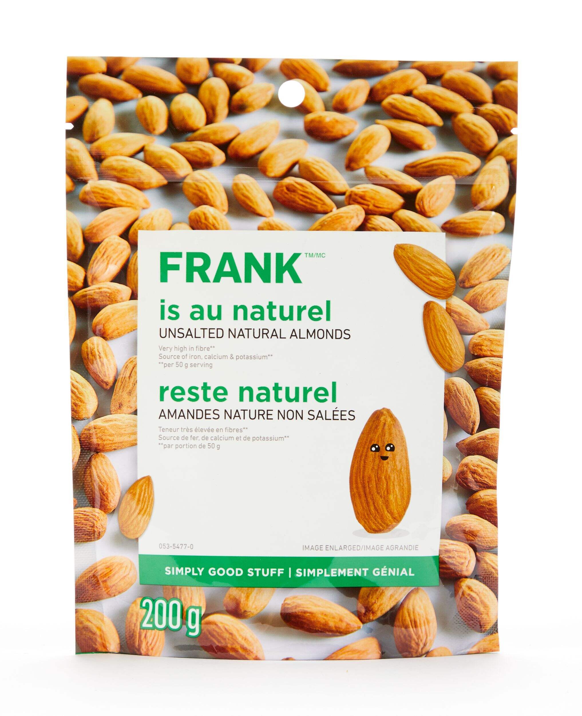 Amandes naturelles non salées FRANK, 200 g Front_Flat