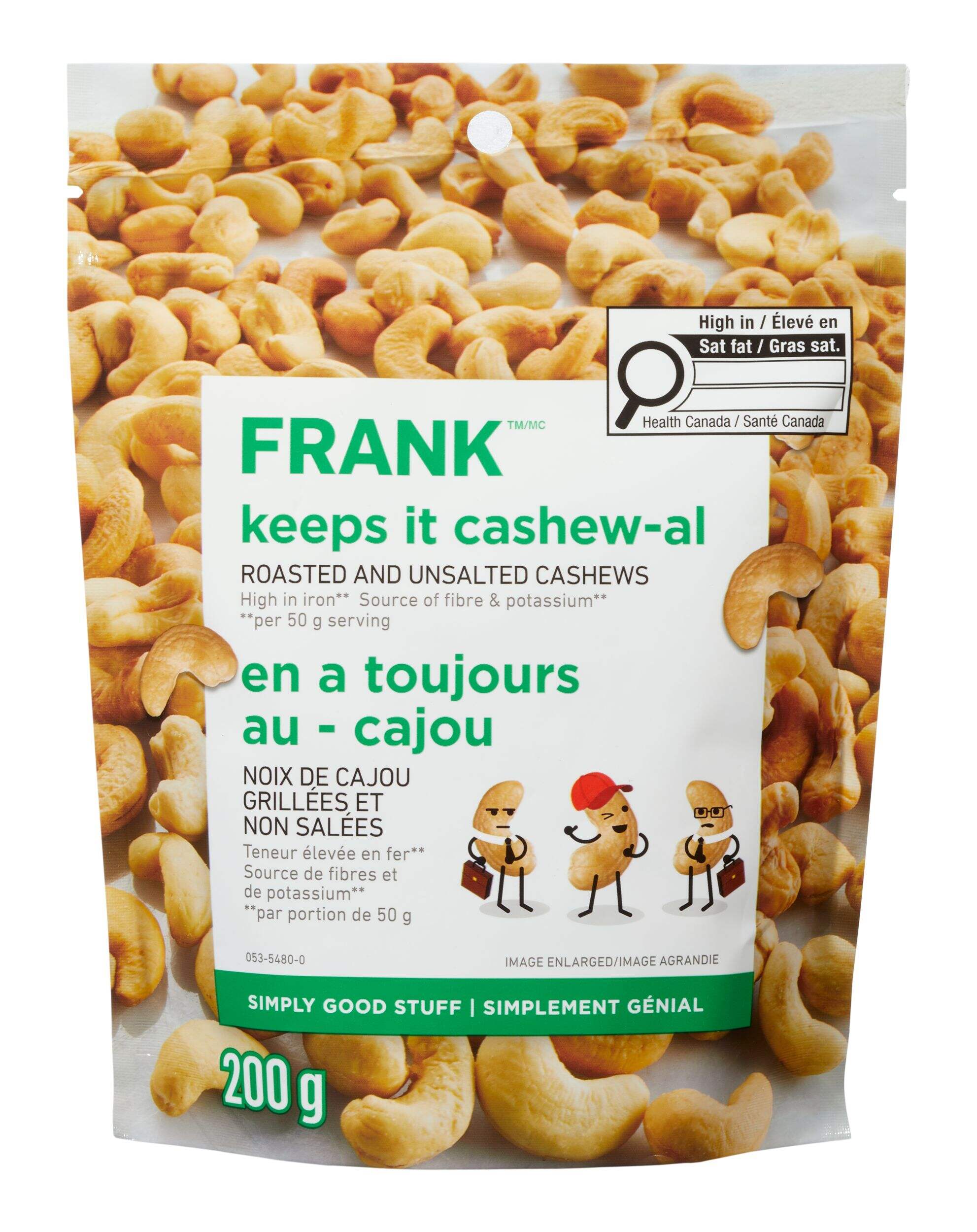 Noix de cajou grillées et non salées FRANK, 200 g Front_Flat