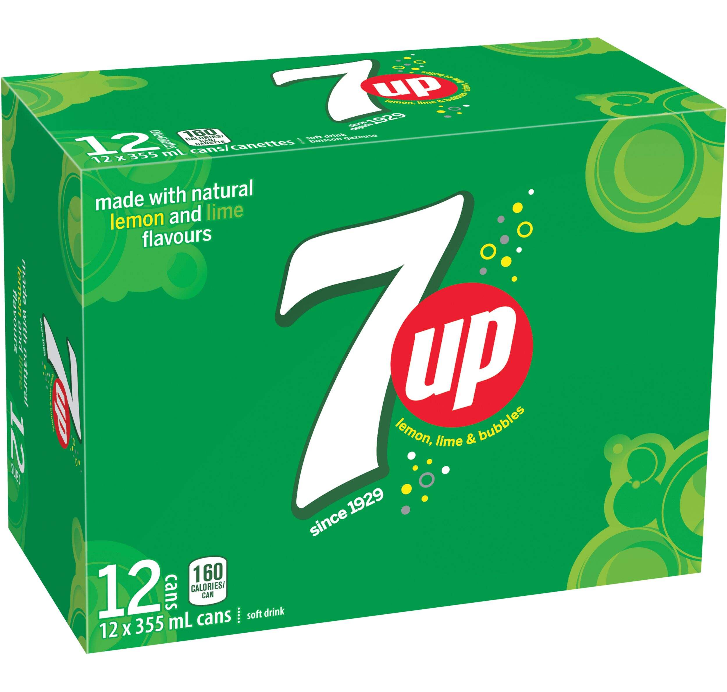7UP Lemon Lime Soda, 12 x 355-ml Front_Angled_Right