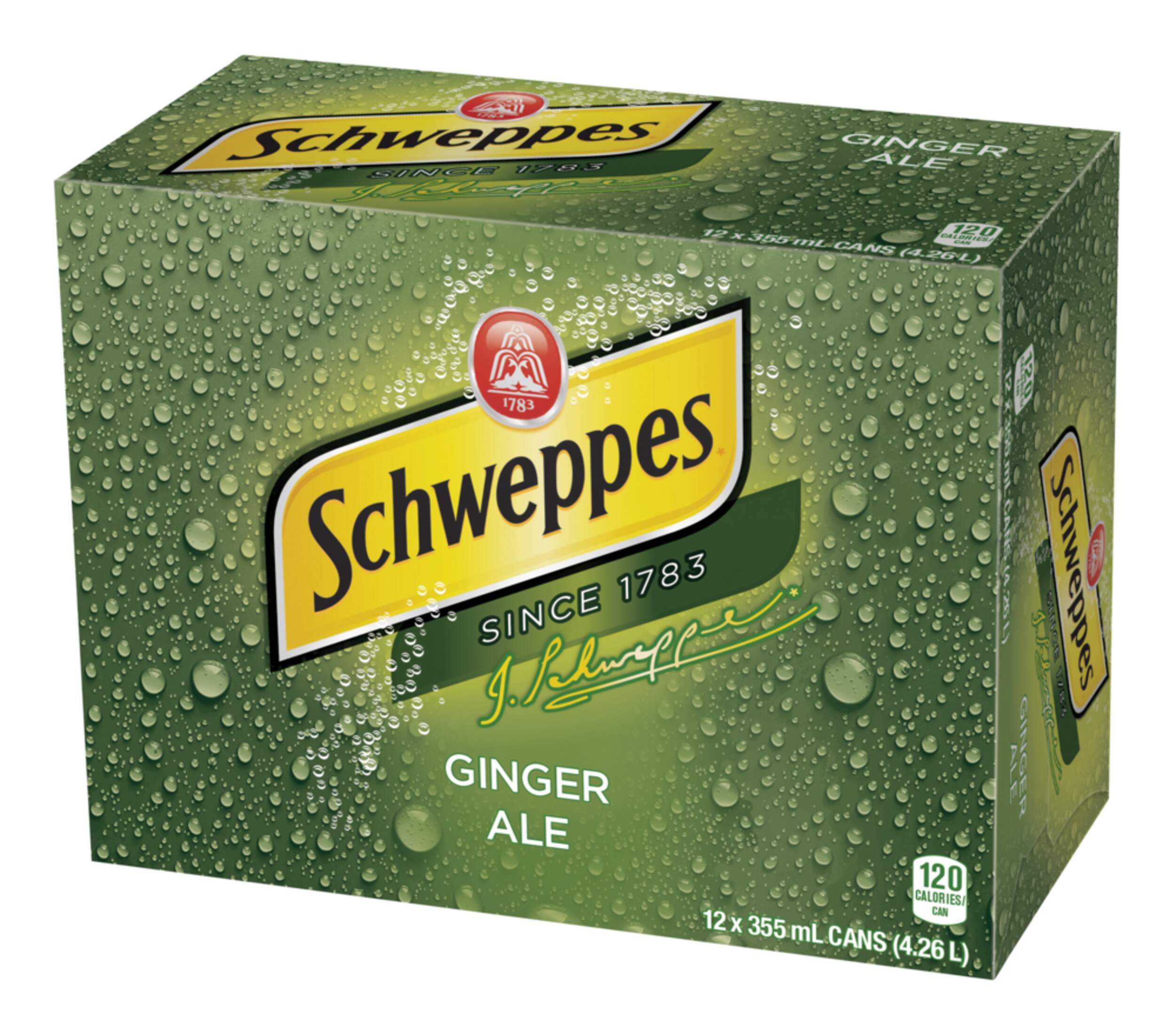 Schweppes Ginger Ale, 12 x 355-ml Front_Angled_Left