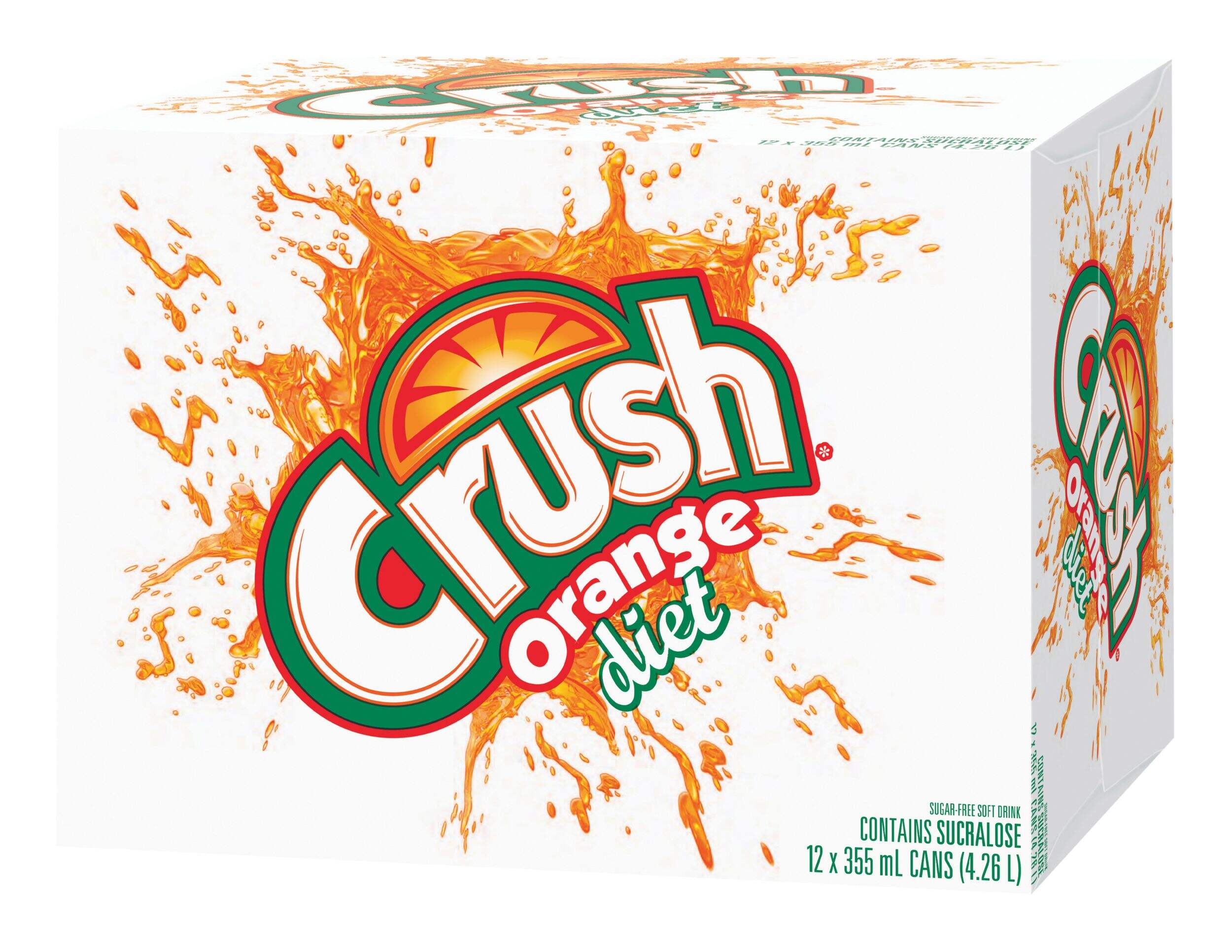 Crush Diet Orange Soda, 12 x 355-ml Front_Angled_Left