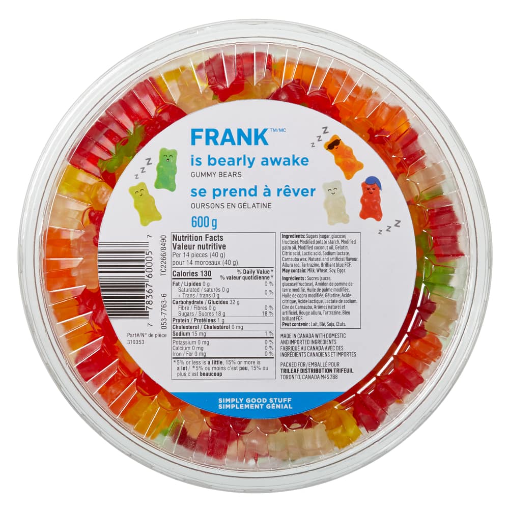 Frank Gummy Bear Candy Tub 600 G Canadian Tire 3157