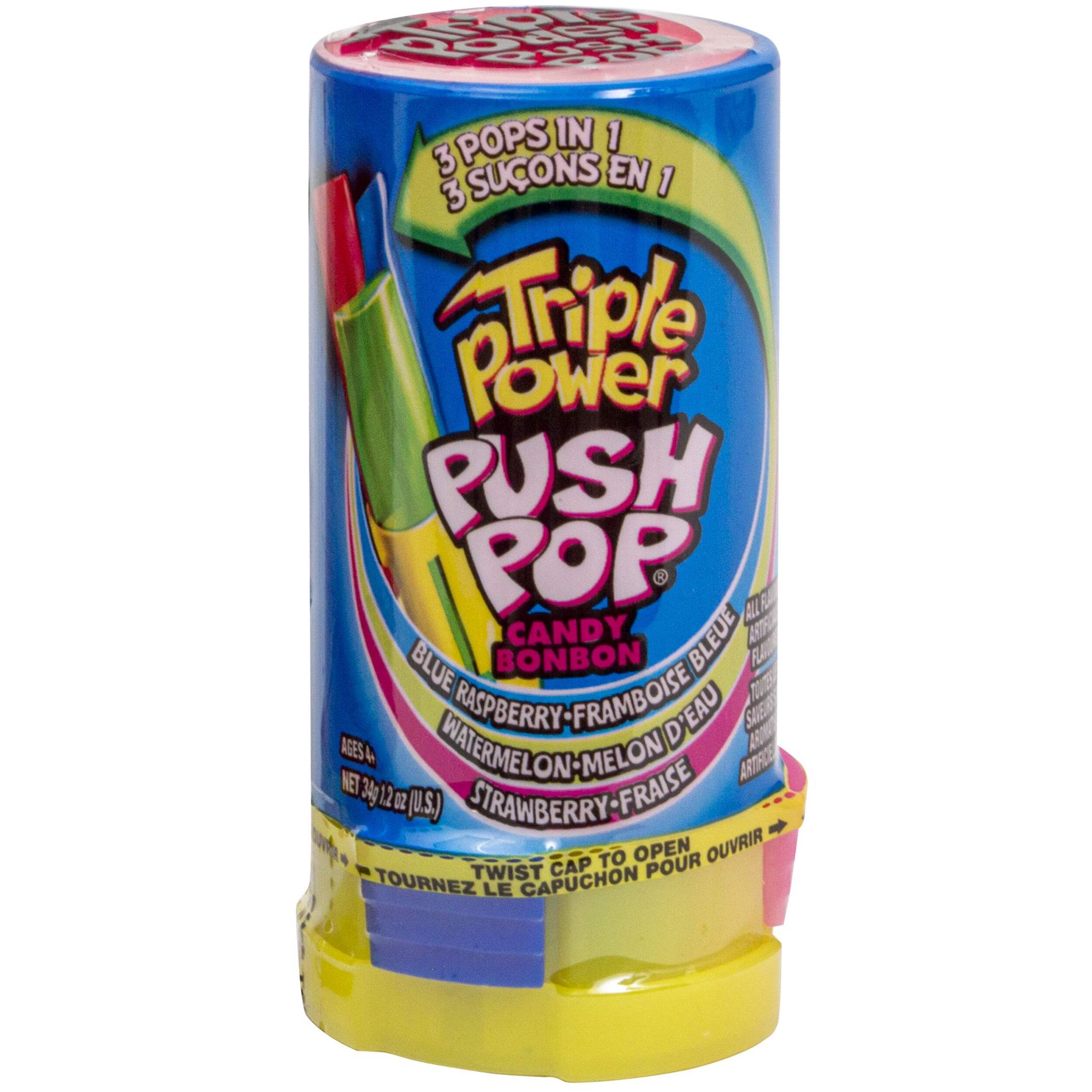 Sucettes Topps Triple Power Push Pop, saveurs variées, 34 g Front_Flat