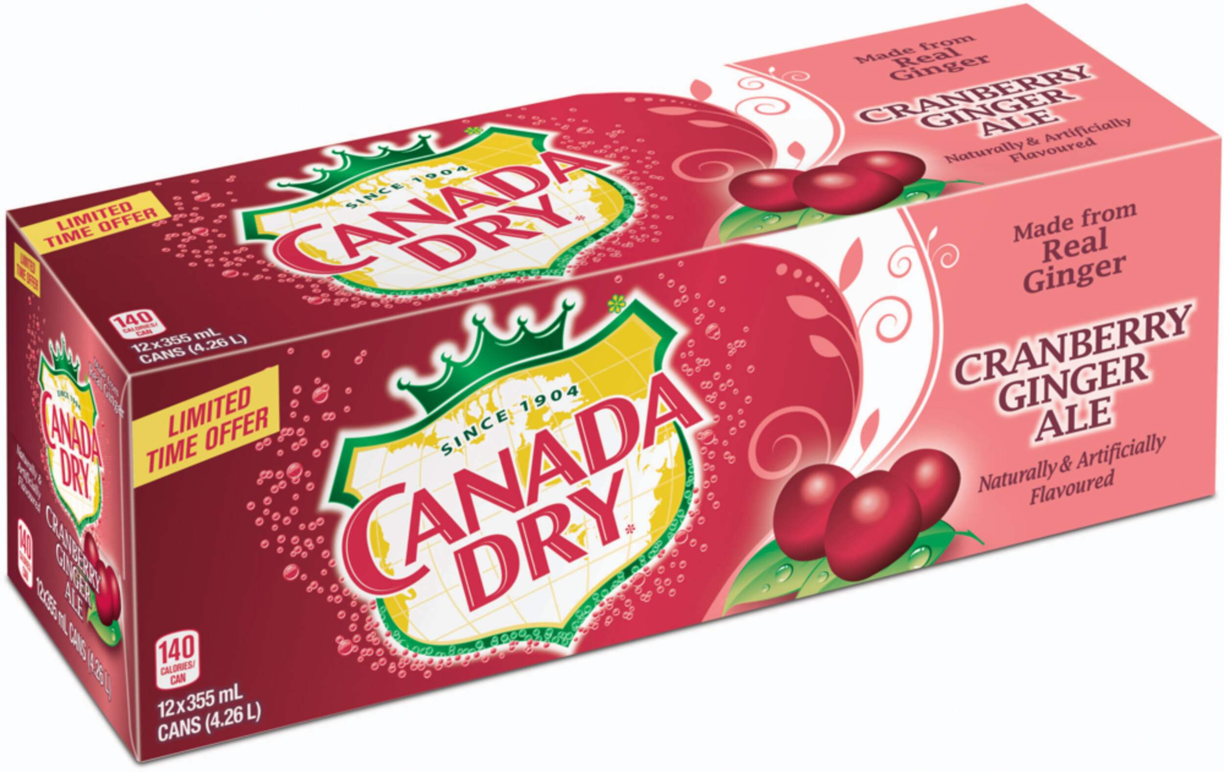 Canada Dry Cranberry Ginger Ale, 12 x 355-ml Overhead_Plunge