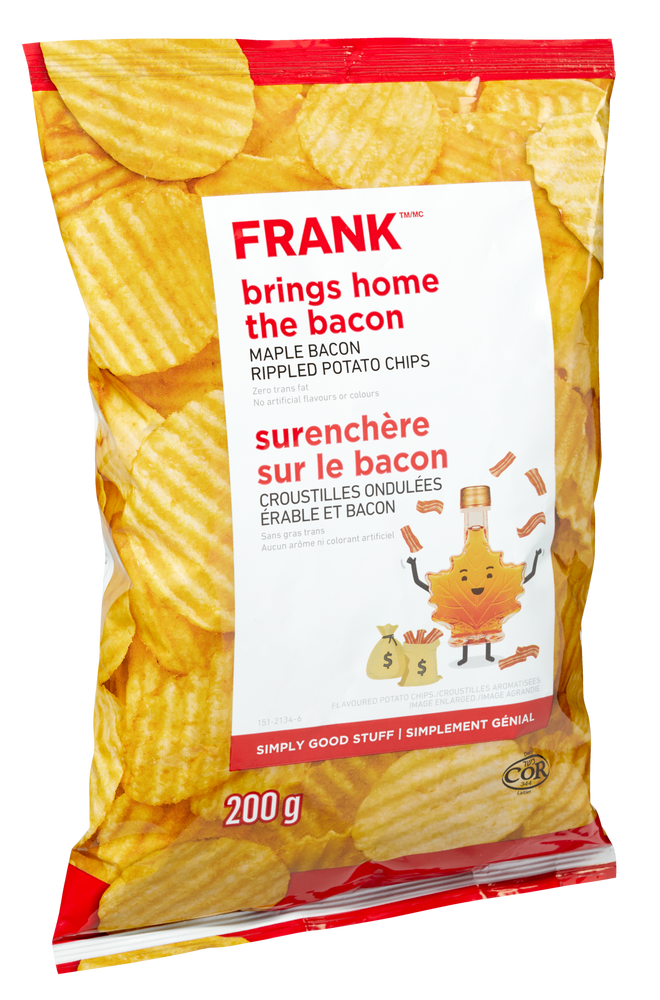 FRANK Maple Bacon Rippled Potato Chips, 220g Canadian Tire