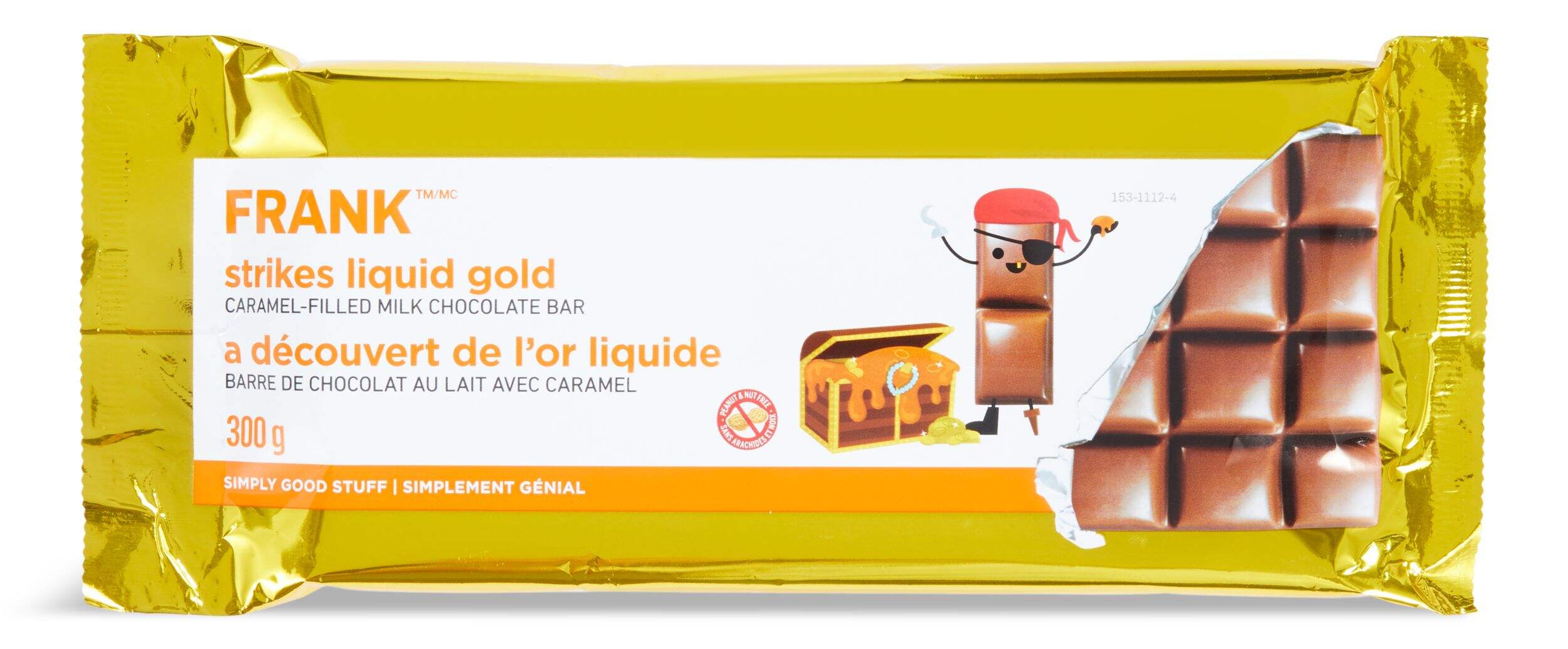 Barre de chocolat au lait remplie de caramel FRANK, 300 g Front_Flat
