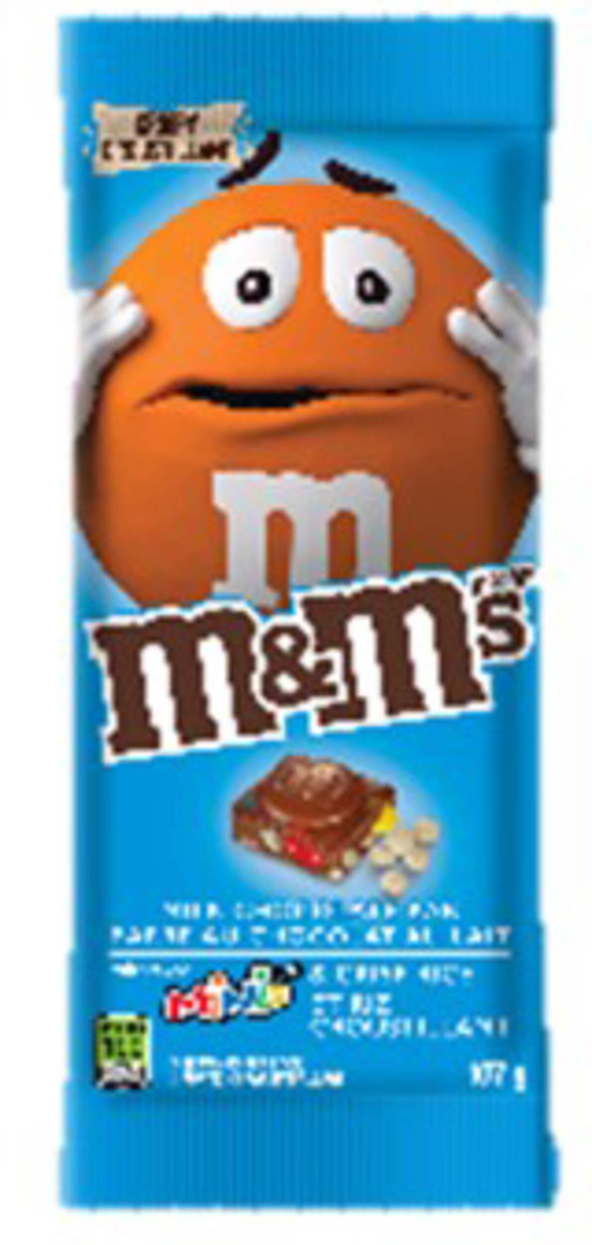 M&M's Crispy Rice Milk Chocolate Bar with Minis, 107-g Front_Flat