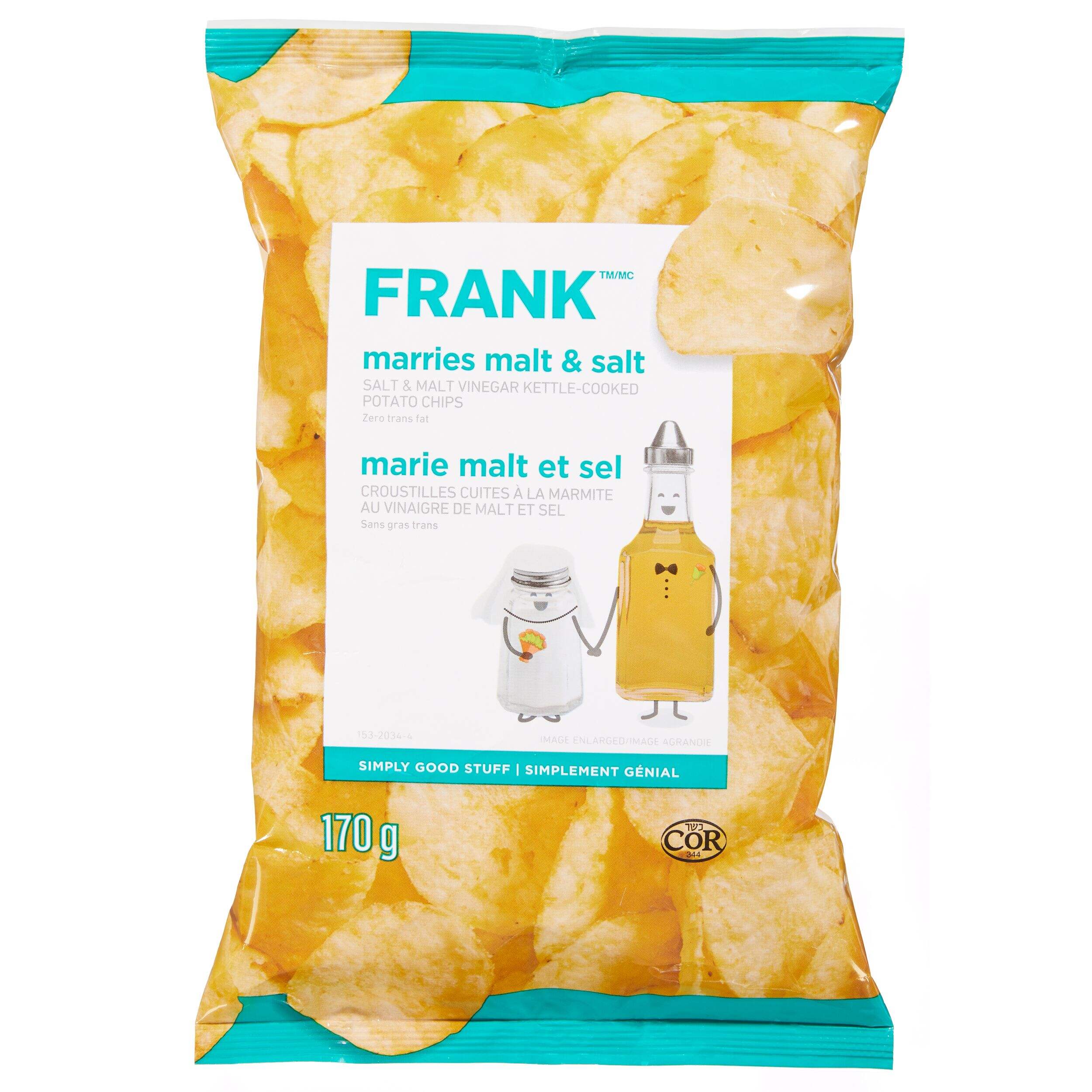 FRANK Salt & Malt Vinegar Kettle Potato Chips, 170-g Front_Flat