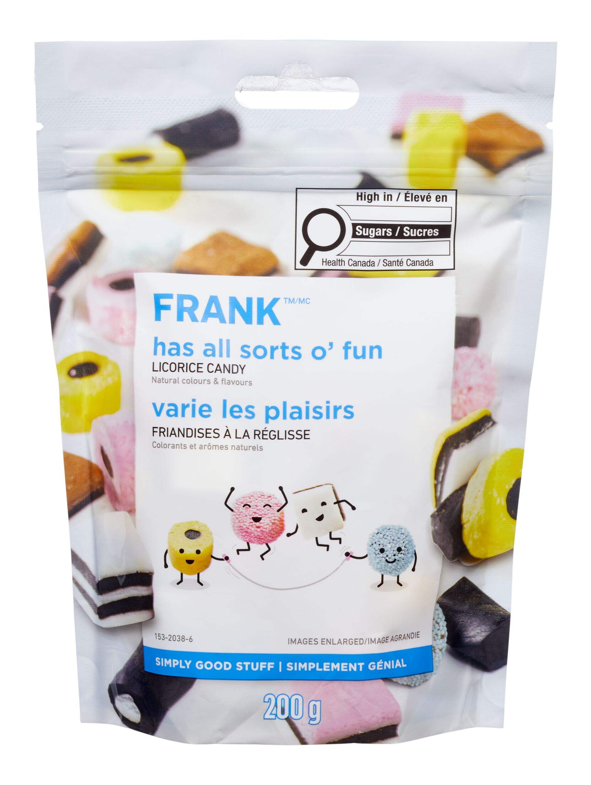 FRANK All Natural Allsorts Licorice Candy, 200-g Front_Flat