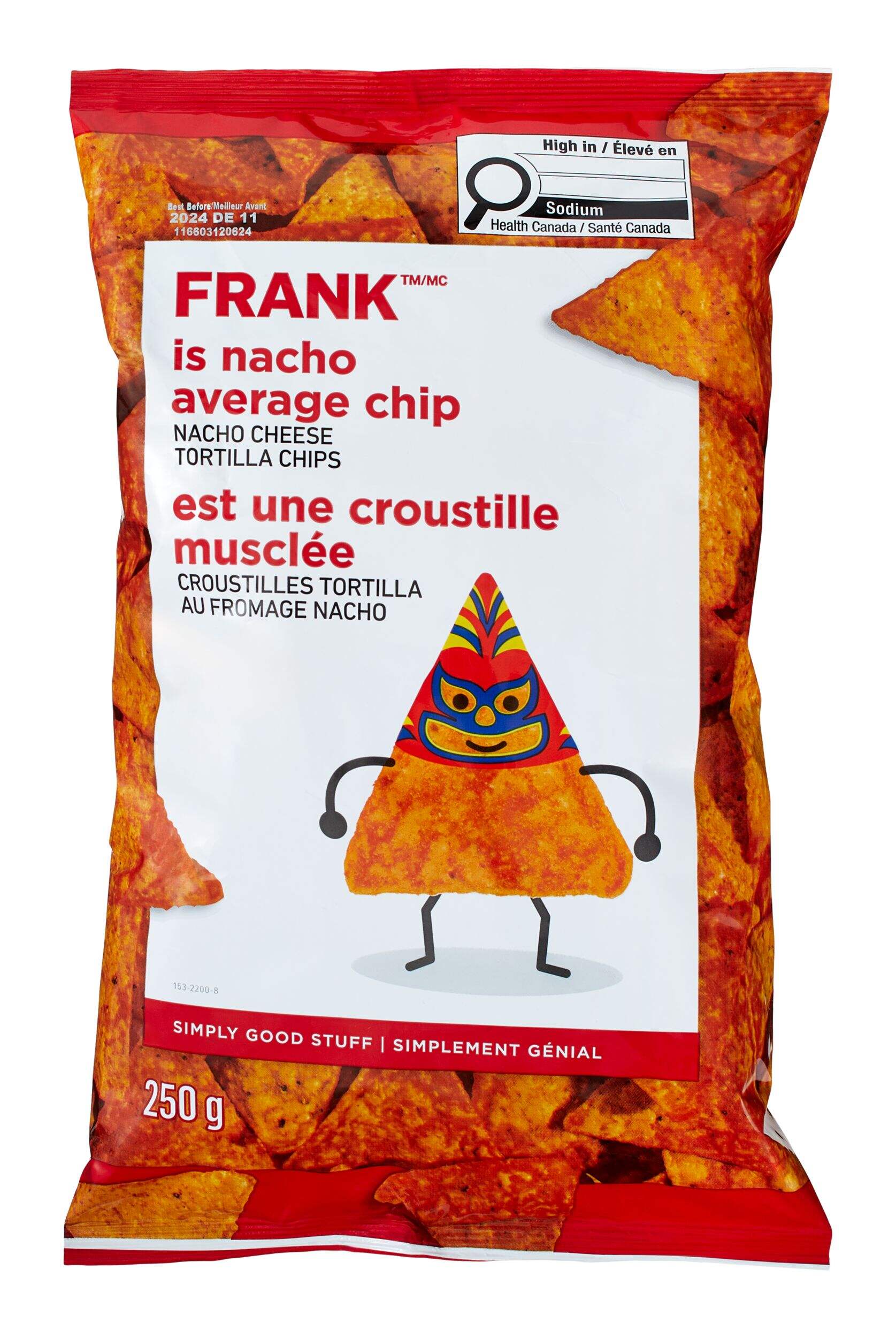 FRANK Nacho Cheese Tortilla Chips, 250-g Front_Flat