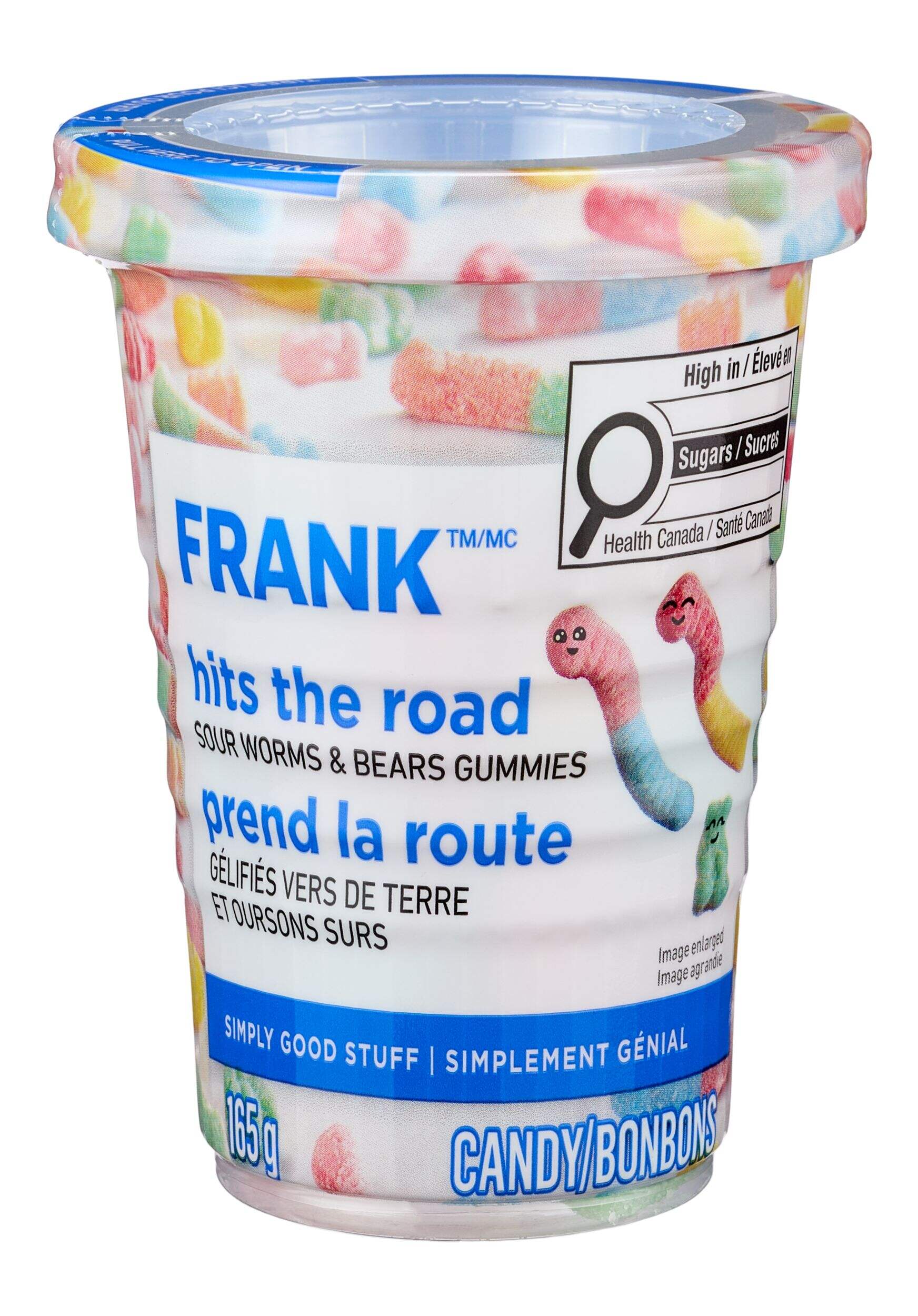 FRANK Sour Gummy Worms and Bears Candy Cup, 165-g Front_Elevated